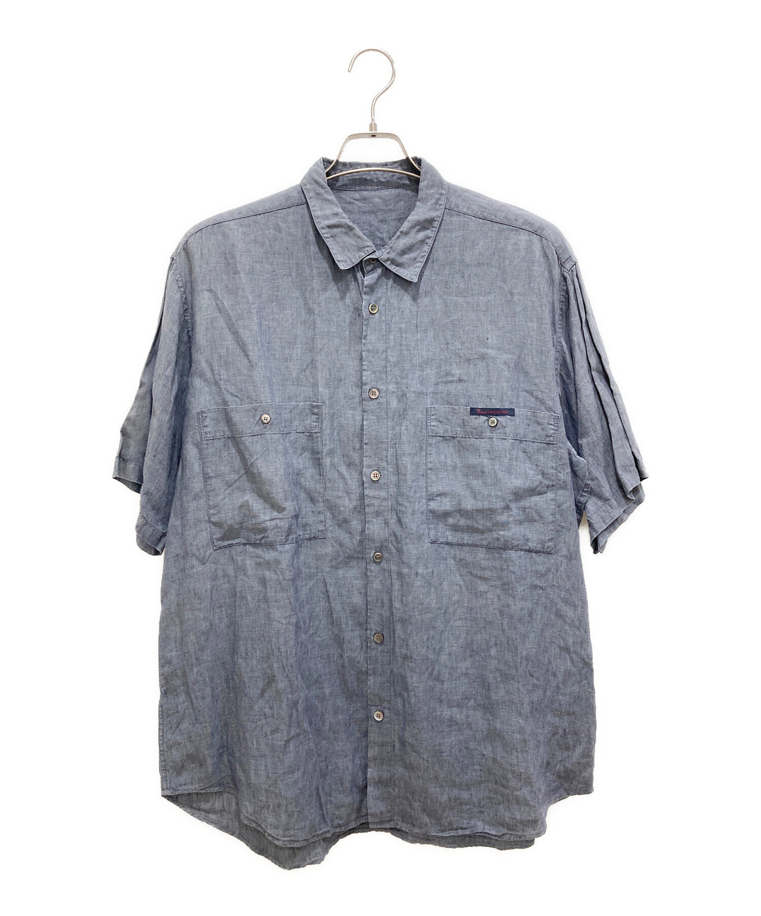 中古・古着通販】PAPAS (パパス) 半袖リネンシャツ インディゴ サイズ 