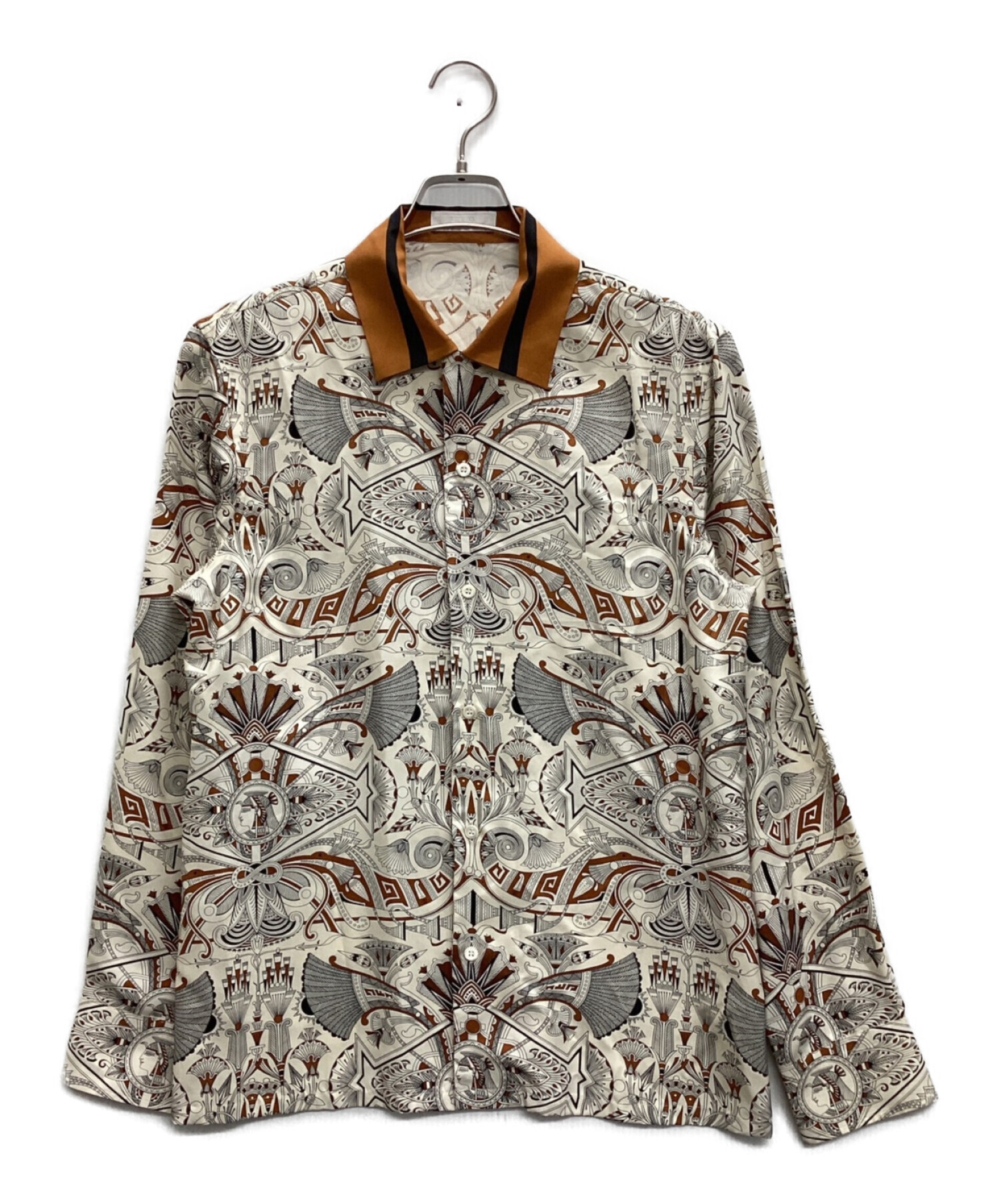 中古・古着通販】PRADA (プラダ) 総柄シルクシャツ アイボリー サイズ 