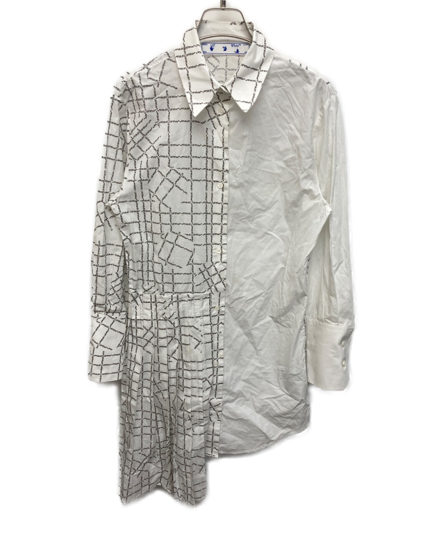 中古・古着通販】OFFWHITE (オフホワイト) ロゴシャツワンピース  