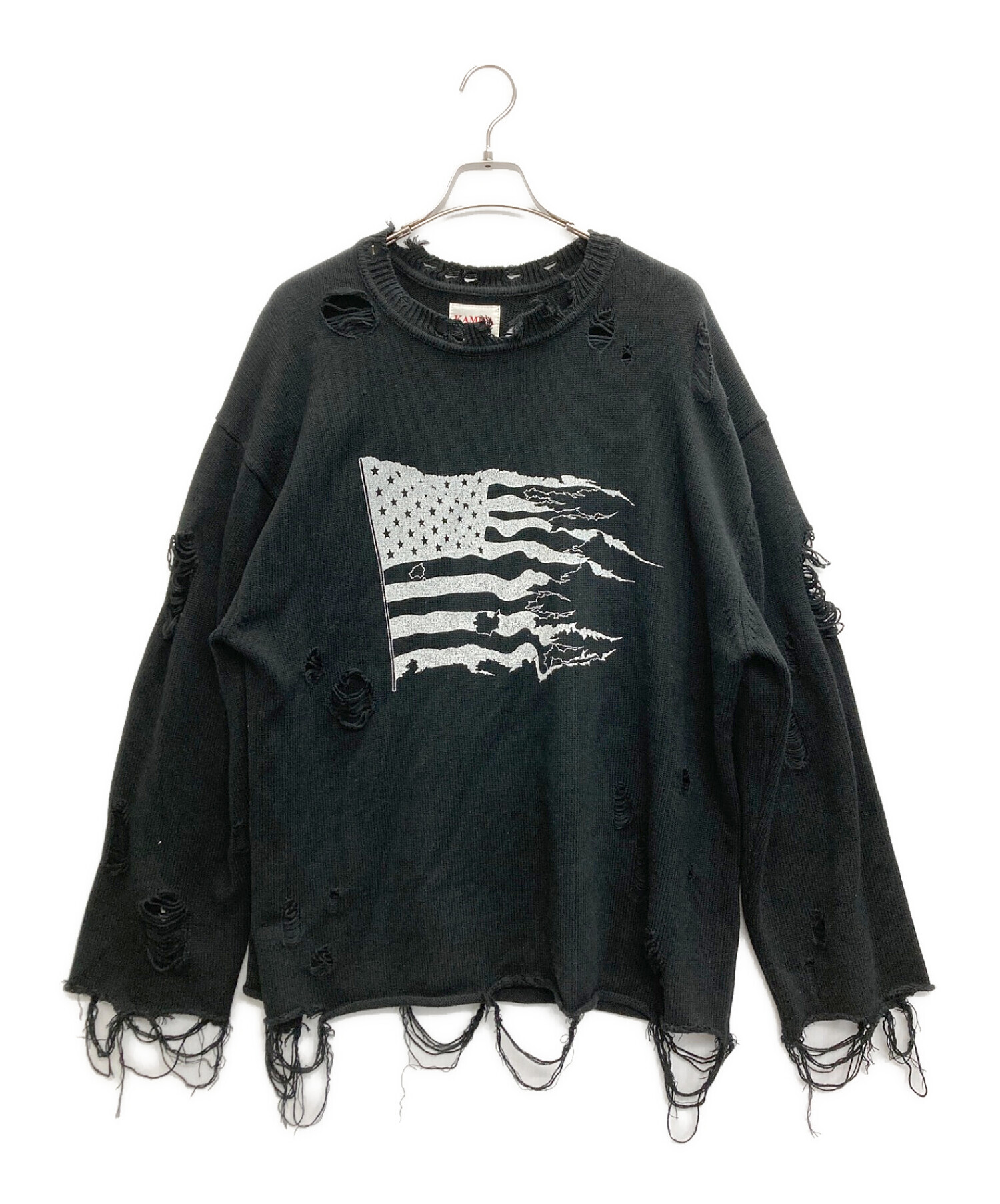 中古・古着通販】KAMIYA (カミヤ) Destroyed Long Sleeve Knit T-shirt 