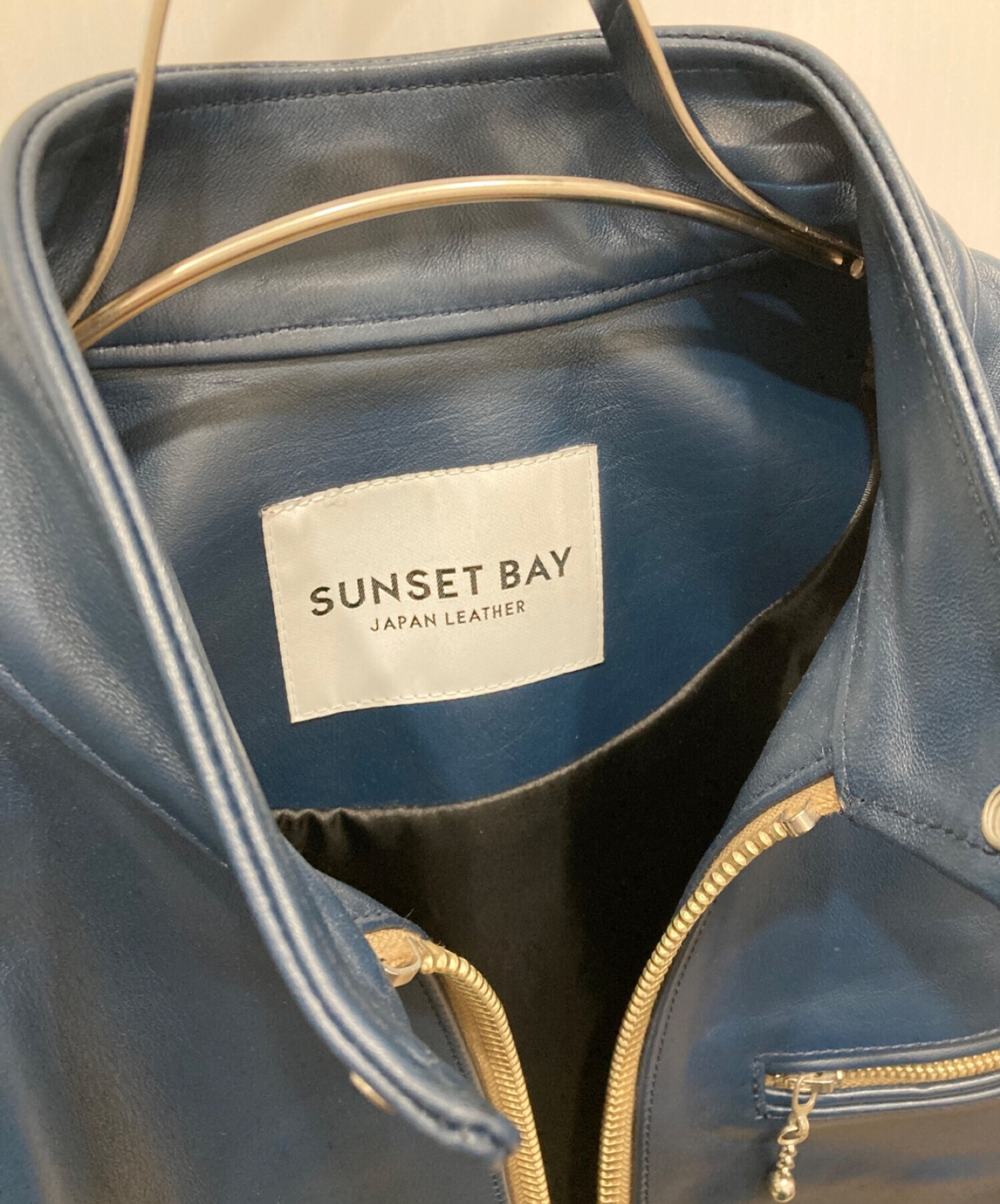 SUNSET BAY (サンセット バイ) CLYDE　ホースハイド　レザージャケット　シングル　クラウド ブルー サイズ:2