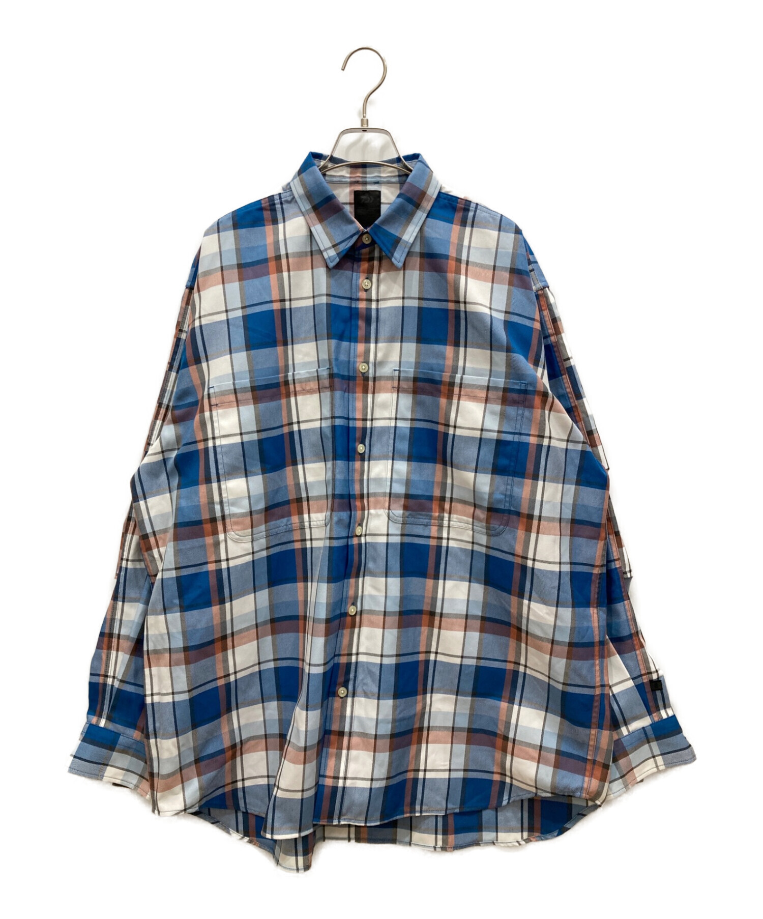 DAIWA PIER39 (ダイワ ピア39) Tech Work Shirts Flannel Plaids　BE-88022　テック　ワーク　 シャツ　チェック ブルー×ホワイト サイズ:L