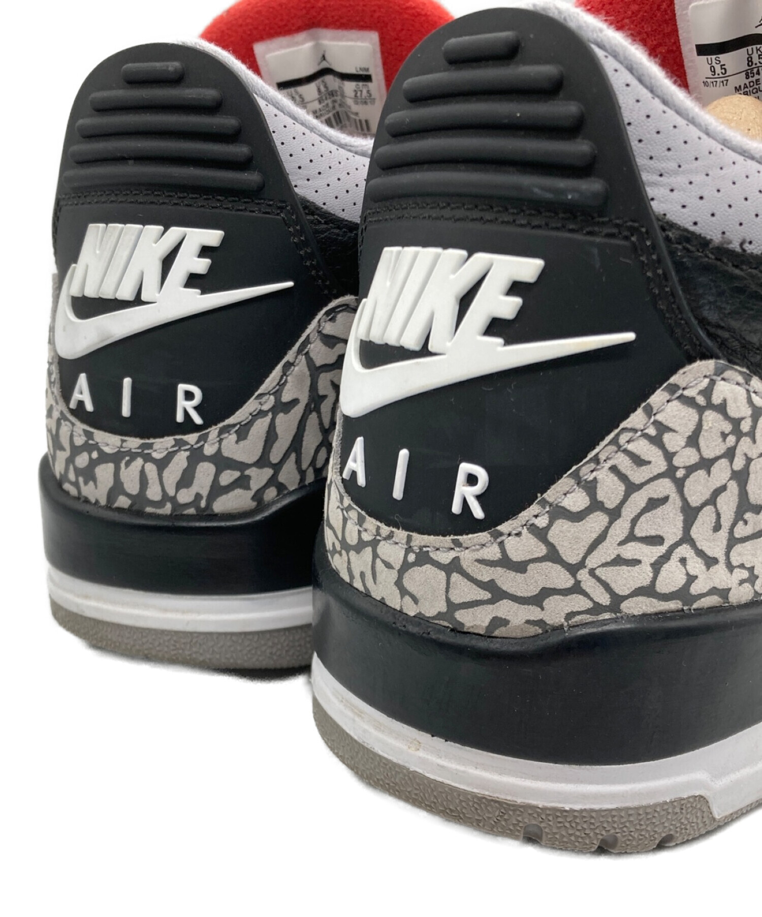 NIKEナイキ ジョーダン3 jordan3 27.5cm 9.5 温かく 黒 白 赤