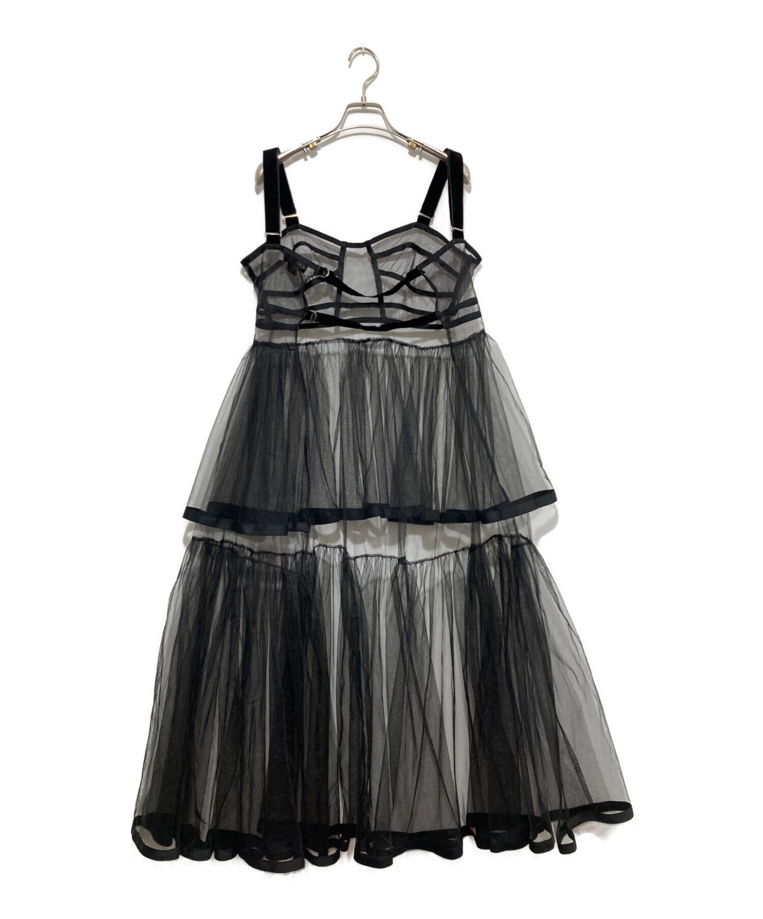 ZARA × MAISON SPECIAL ブラックチュールキャミワンピース ZARA × MAISON SPECIAL ブラックチュールキャミワンピース
