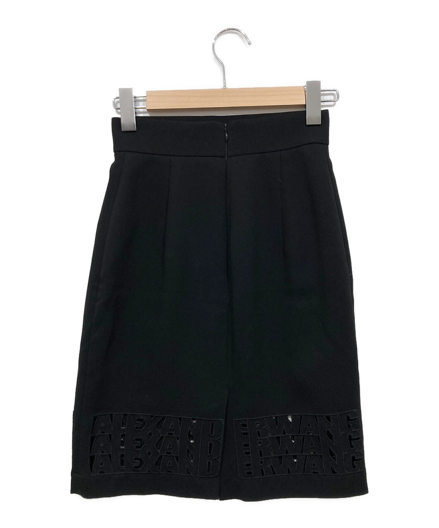 美品【アレキサンダーワン】ロゴエラスティックミニスカートタイト黒