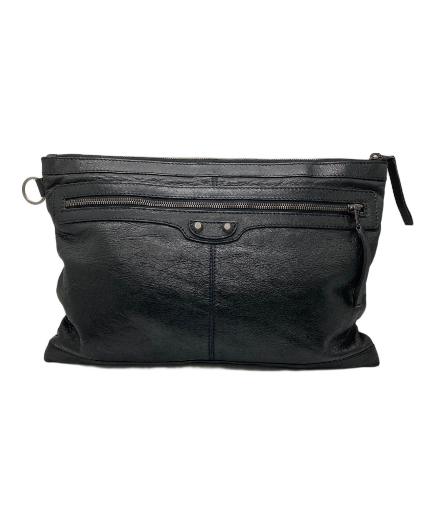 BALENCIAGA クラッチバッグ 黒 BALENCIAGA黒レザー クラッチバッグ