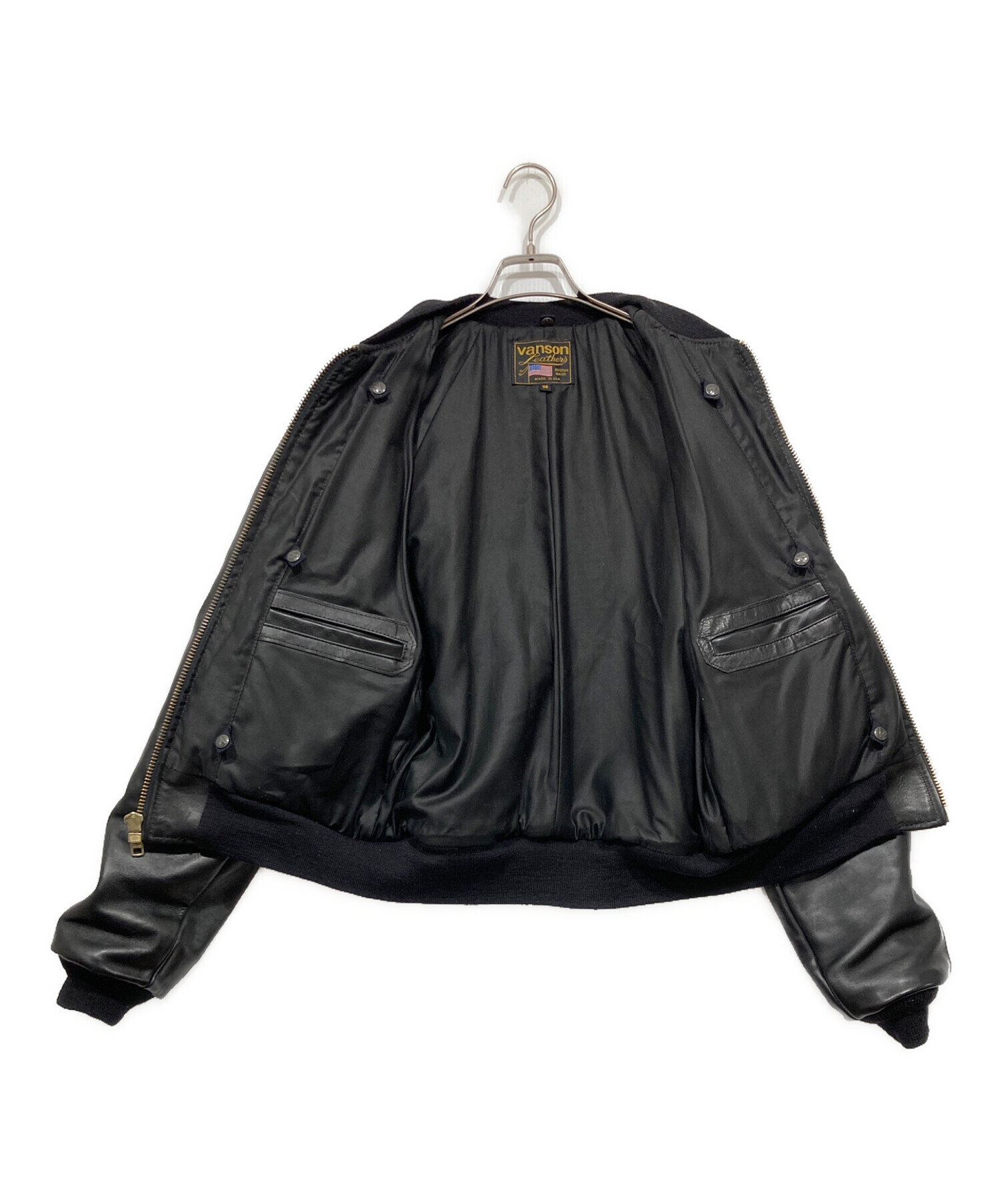中古・古着通販】VANSON (バンソン) レザージャケット ブラック サイズ  