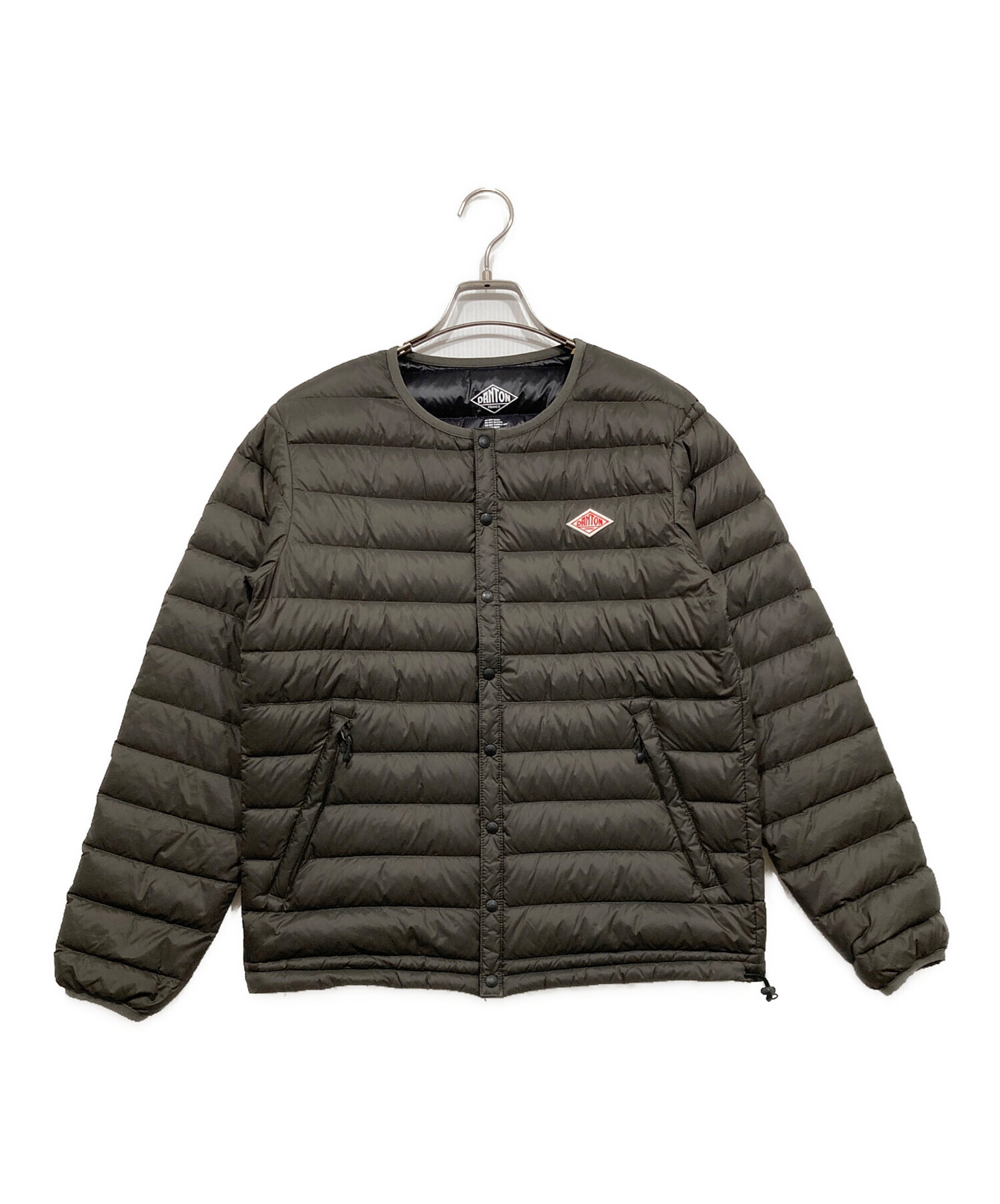 DANTONノーカラージャケット サイズ38 カーキ ダントンインナーダウン カーキー38 DANTON (ダントン) インナー