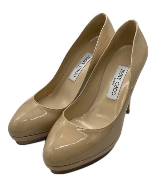 JIMMY CHOO 古臭く パテント オープントゥ パンプス ベージュ 24㎝