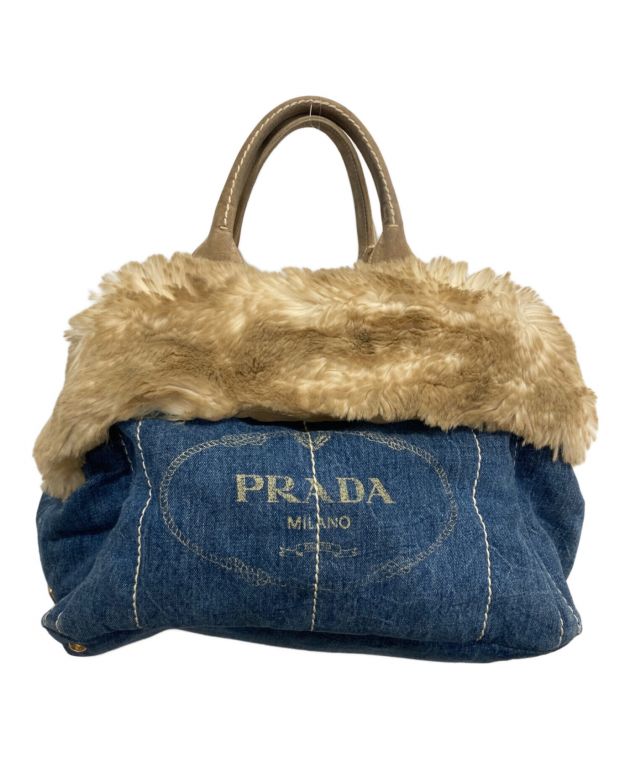 中古・古着通販】PRADA (プラダ) ファー付デニムトートバッグ/BN2182 