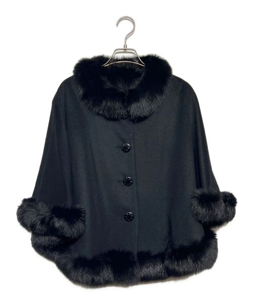 BALMAIN】黒✴ファーポンチョコート✴カシミヤ100%✴FOX✴日本製 