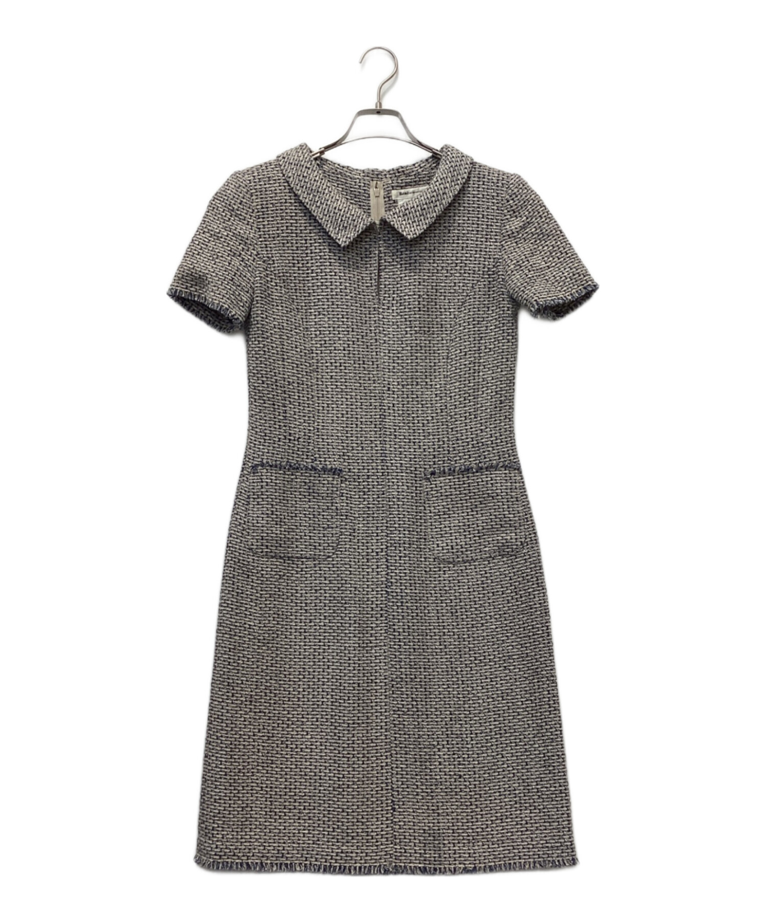 中古・古着通販】Rene (ルネ) リネン混ツイードワンピース スカイ  