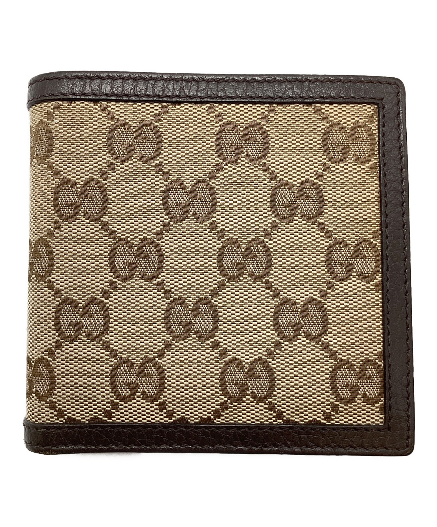 中古・古着通販】GUCCI (グッチ) GGキャンバス2つ折り財布 ベージュ 