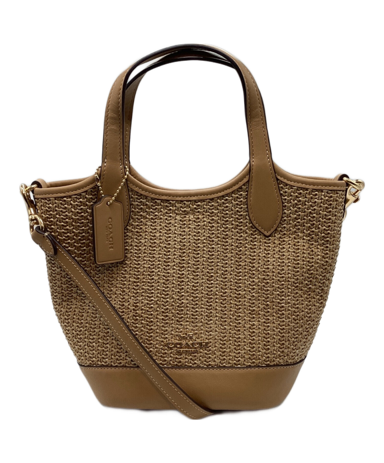 中古・古着通販】COACH (コーチ) クロスボディーカゴバッグ ベージュ  