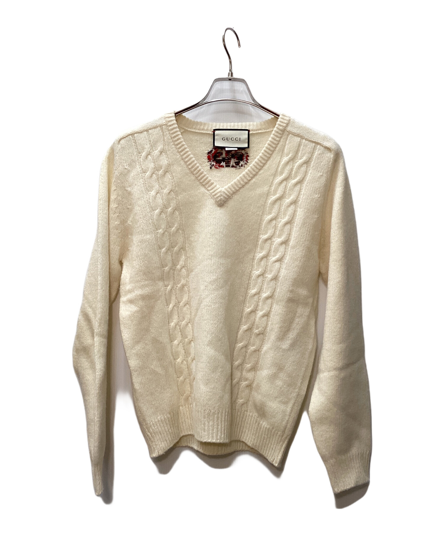 中古・古着通販】GUCCI (グッチ) Vネックニット アイボリー サイズ:S 