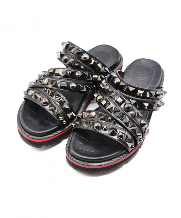 クリスチャンルブタンスタッズサンダル黒ブラック40