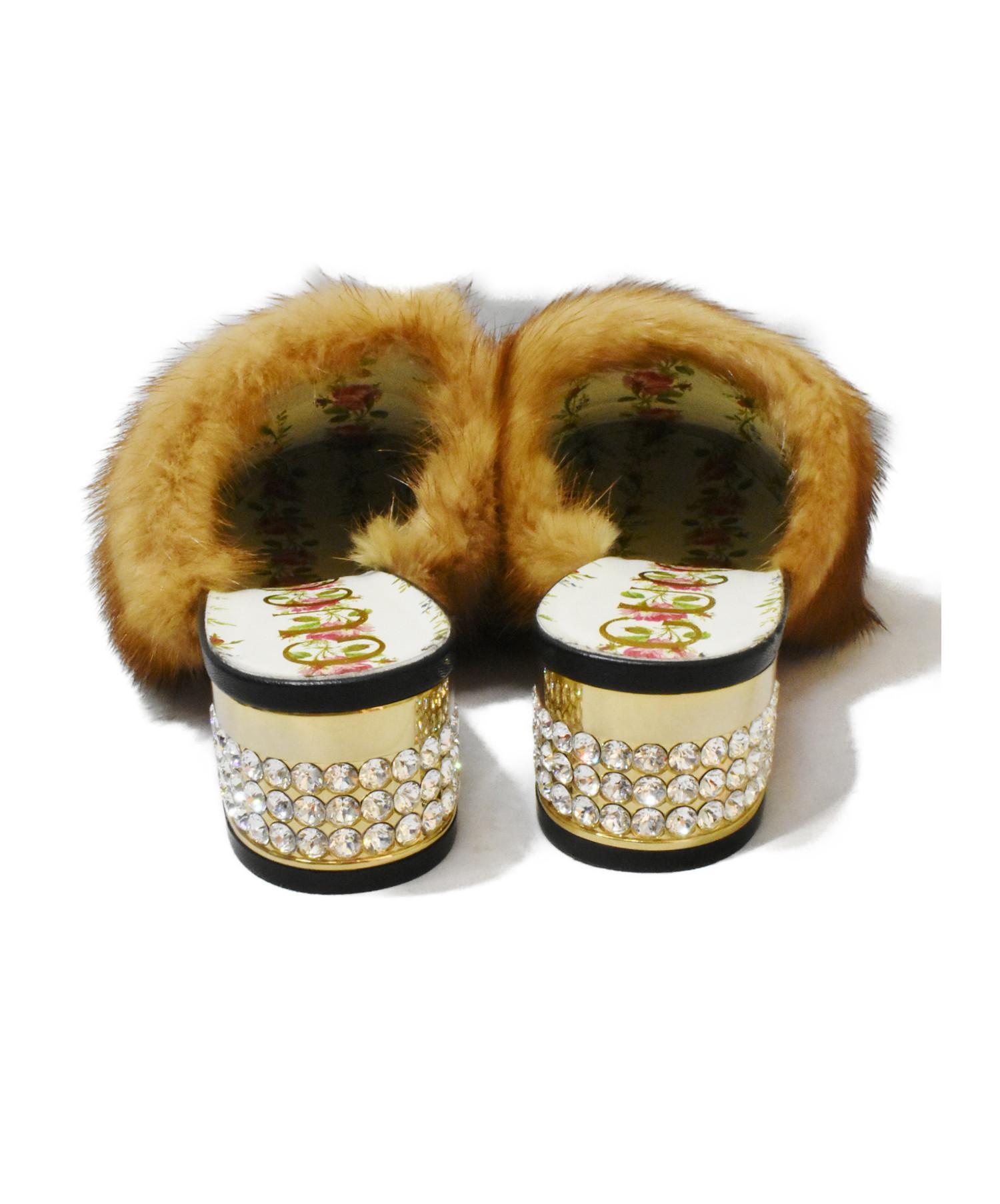 m*n様 gucci ファーサンダル GUCCI 】グッチミンク ファーサンダル