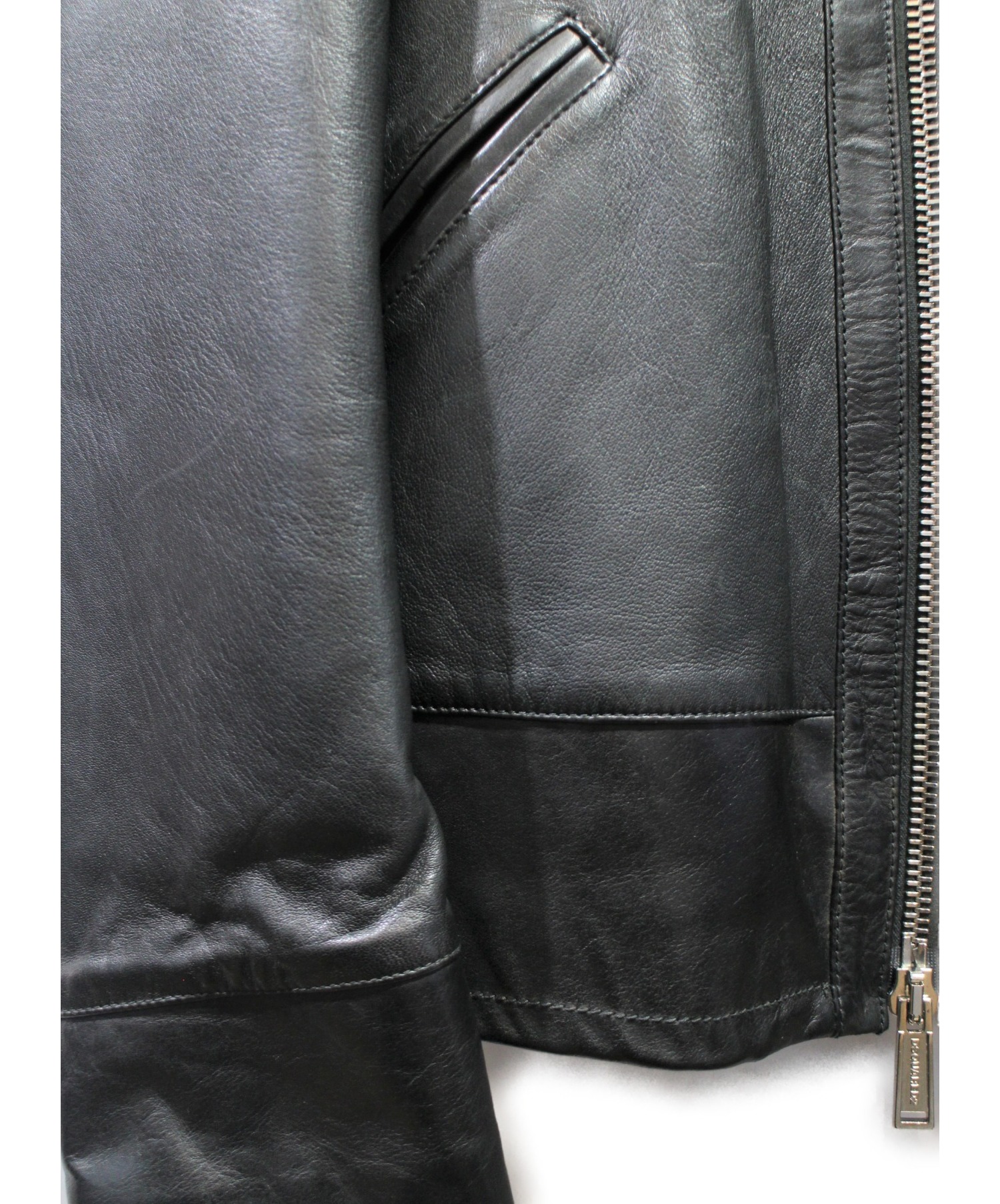 DSQUARED2 ディースクエアード ピンバッチレザージャケット ブラック サイズ:XL