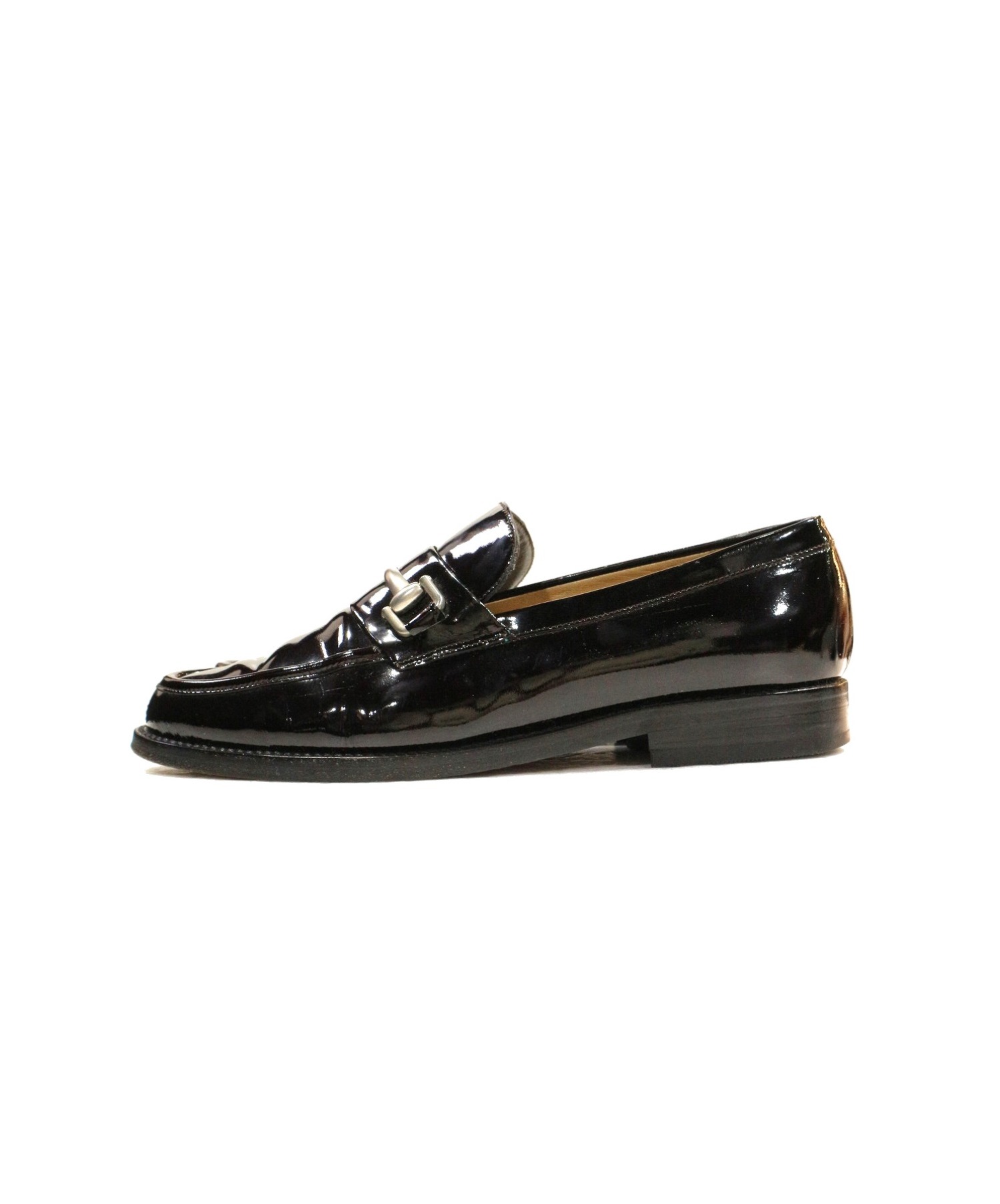 中古・古着通販】GUCCI (グッチ) エナメルビットローファー ブラック 