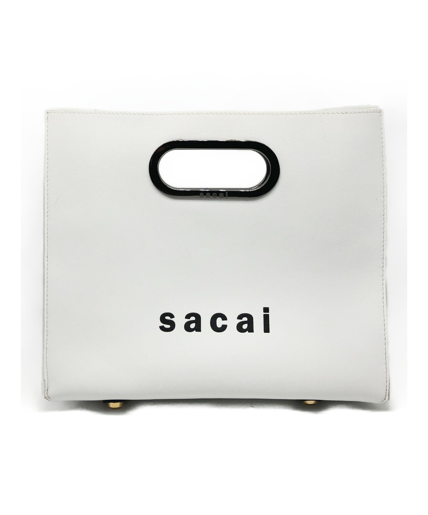 sacai (サカイ) ロゴハンドバッグ ホワイト サイズ:-