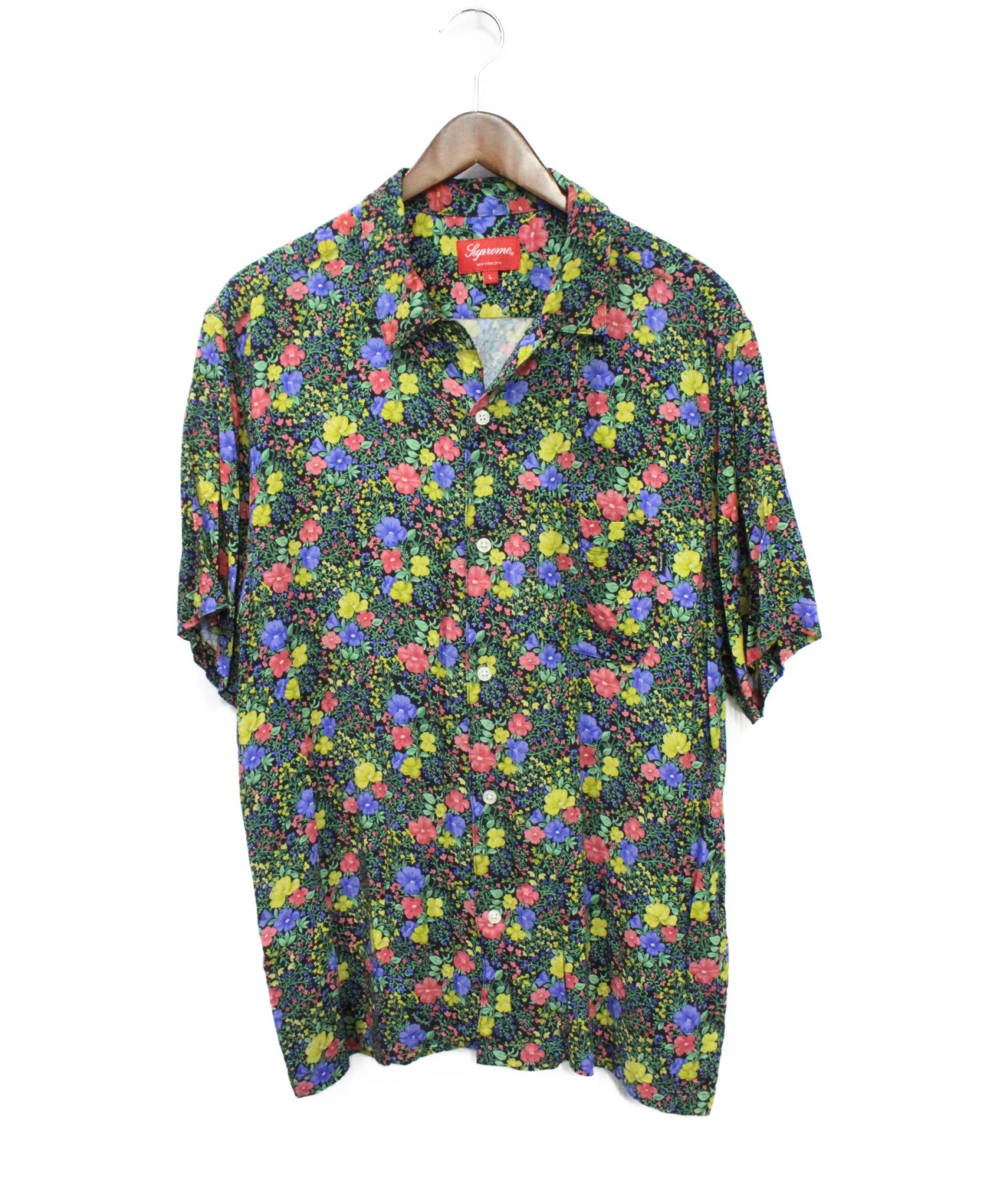 Supreme (シュプリーム) Mini Floral Rayon S/S Shirt グリーン×ブラック サイズ:L