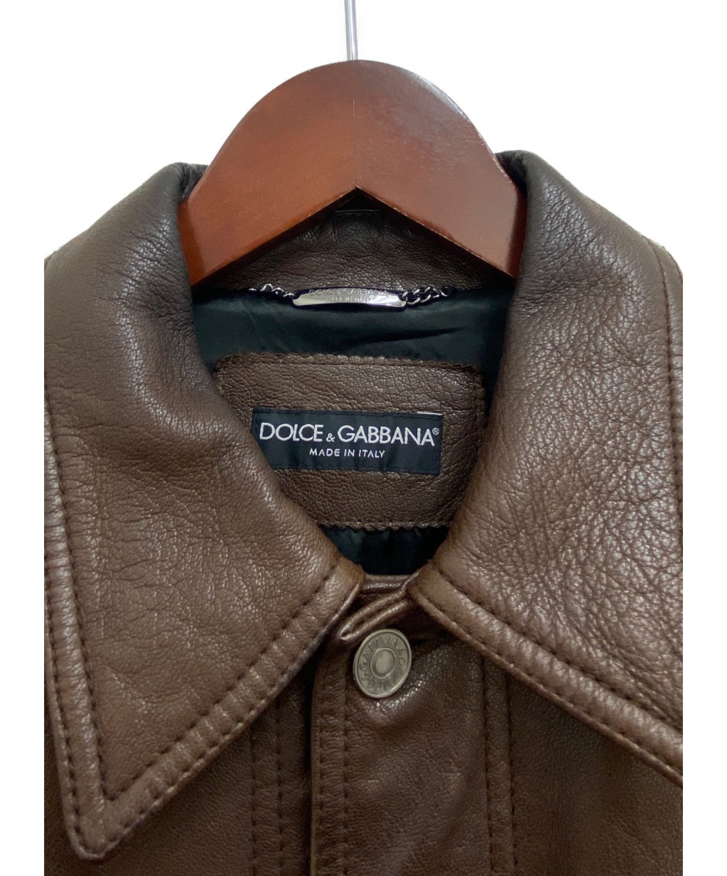DOLCE & GABBANA (ドルチェアンドガッバーナ) レザージャケット ブラウン サイズ:50