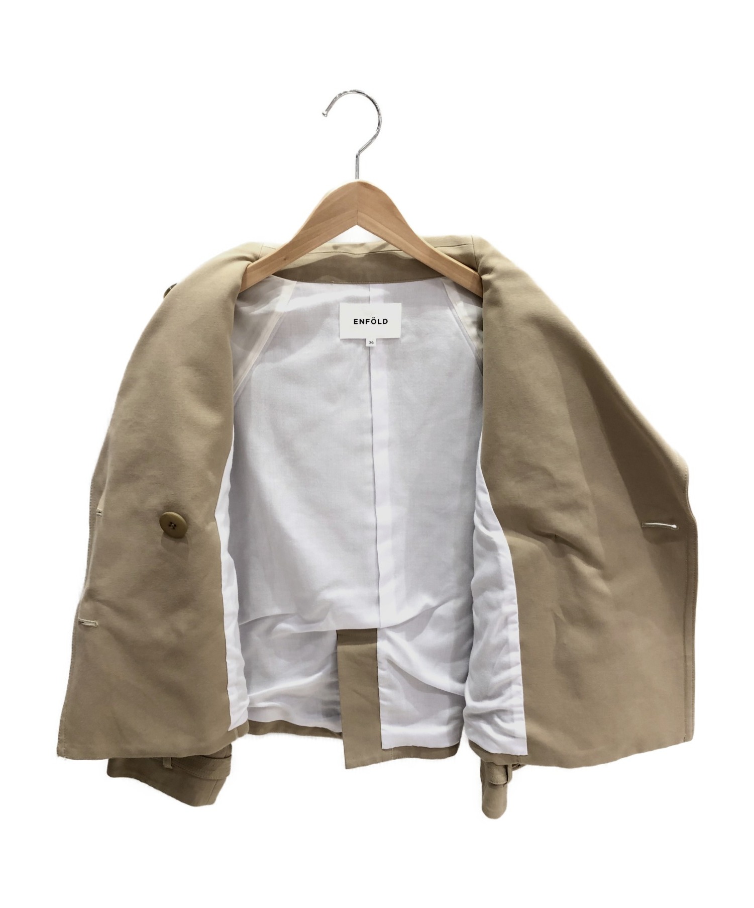 ENFOLD (エンフォルド) COダブルフェイスショートトレンチコート ベージュ サイズ:36