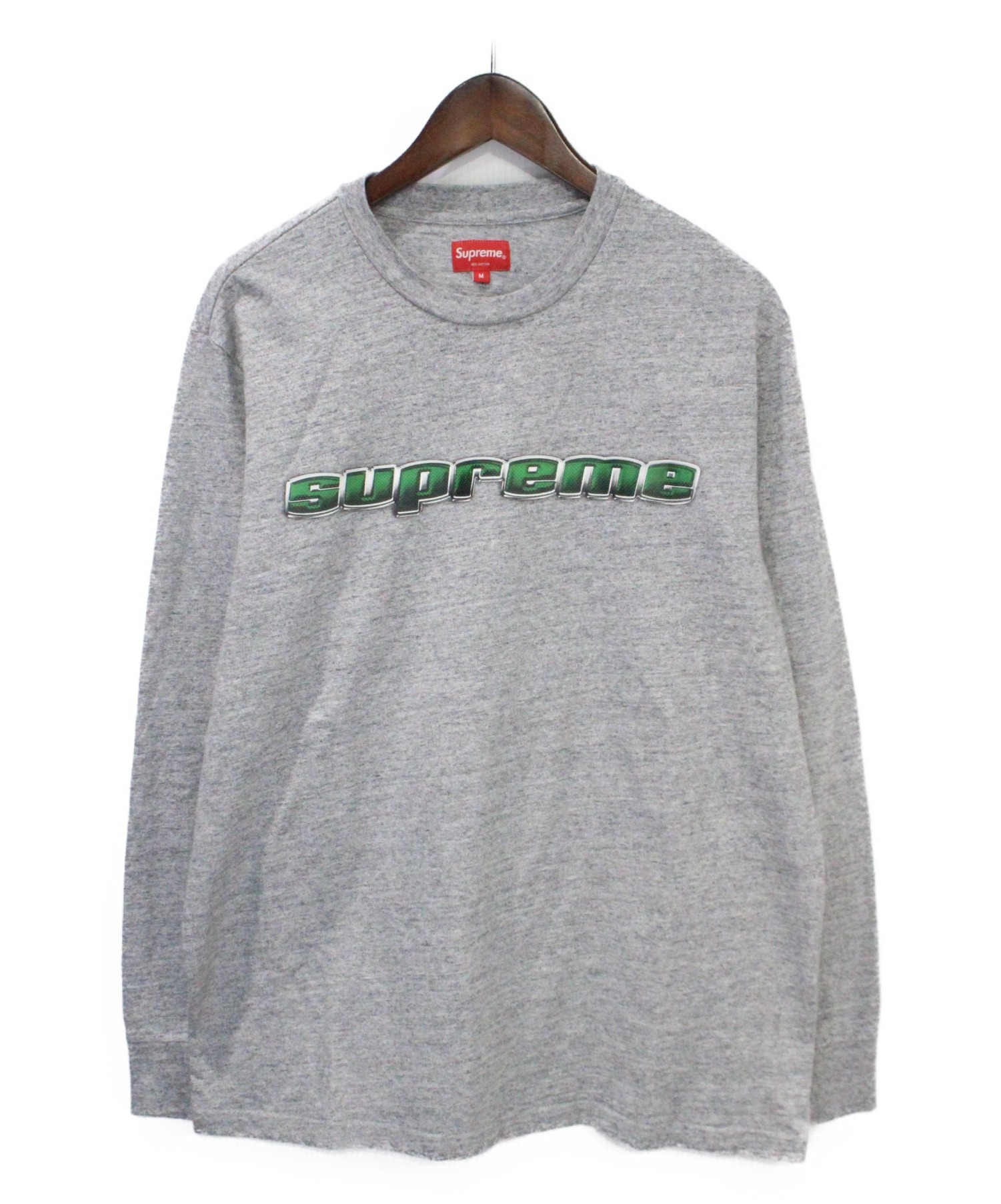 Supreme シュプリーム ロングTシャツ M グレー ロゴ