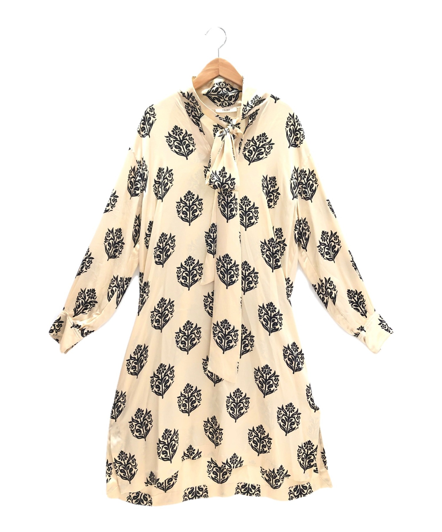 中古・古着通販】CELINE (セリーヌ) シルクボウタイワンピース  