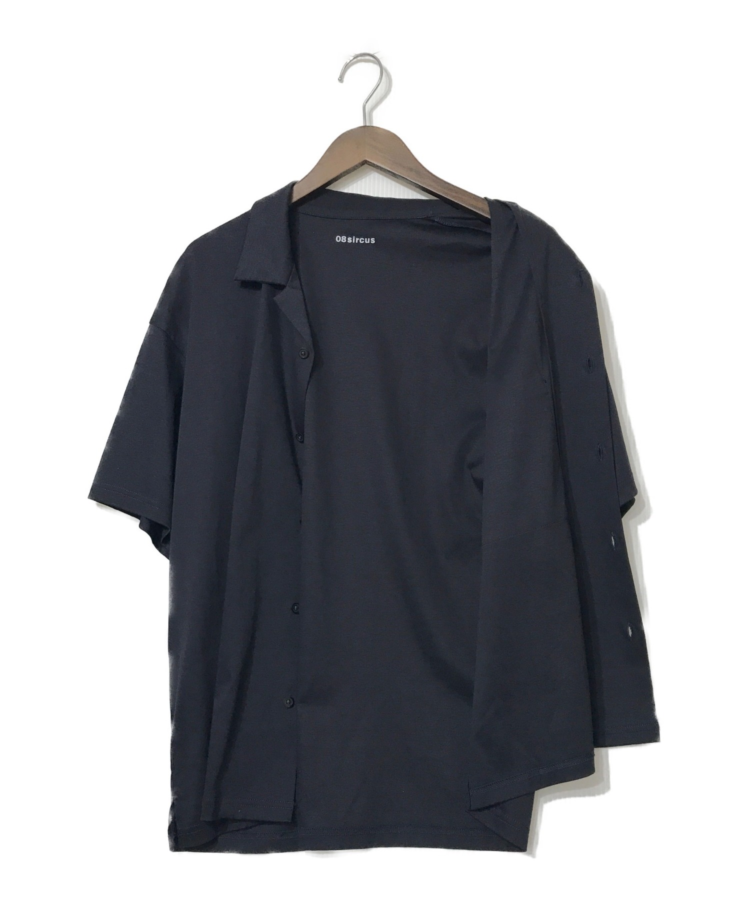 ゼロエイトサーカス 08SIRCUS シルキーオープンカラーシャツ 4 ブラック