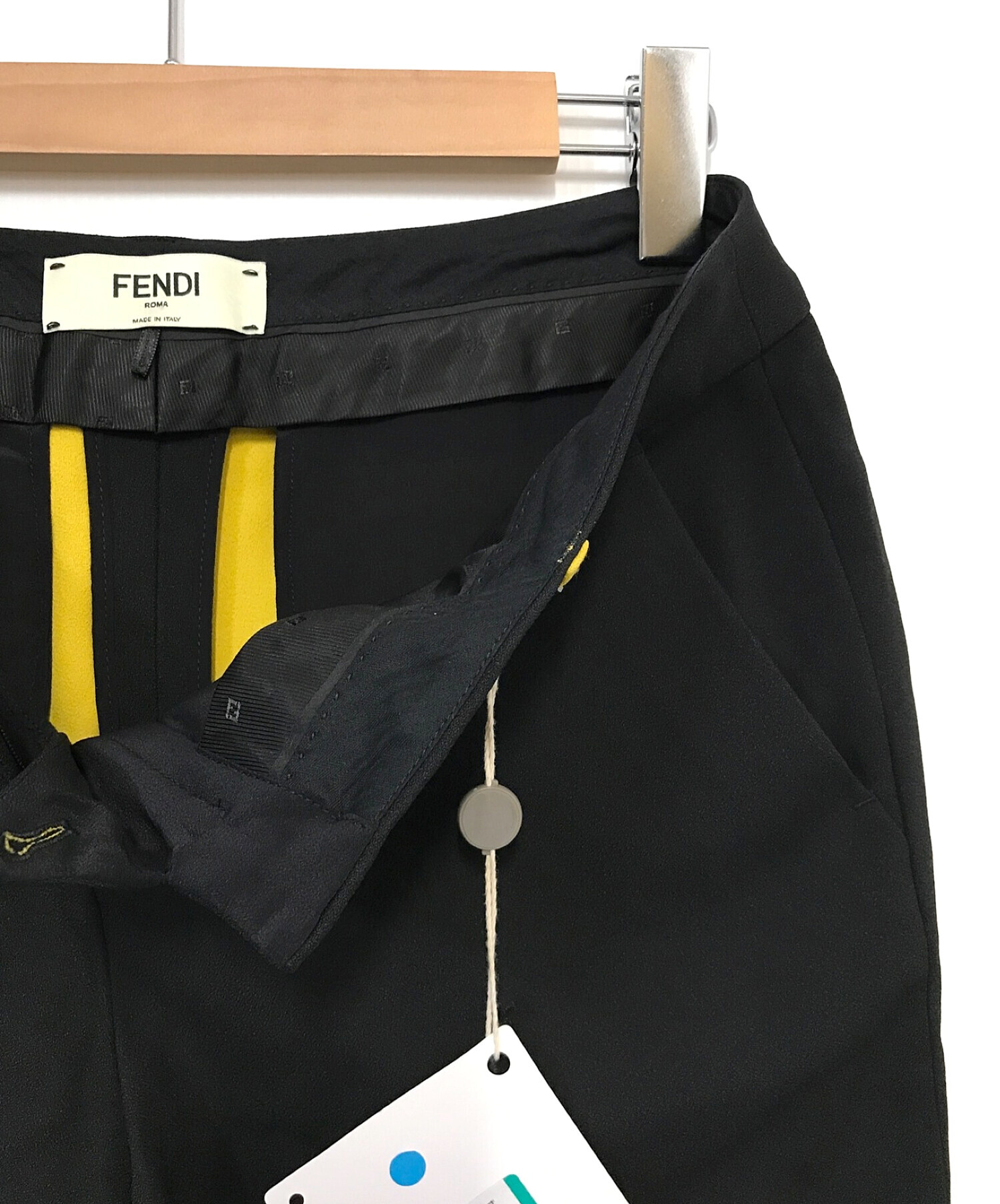 FENDI (フェンディ) PANTALONE SABLE'DOUBLE PIPING PANTS ブラック サイズ:40