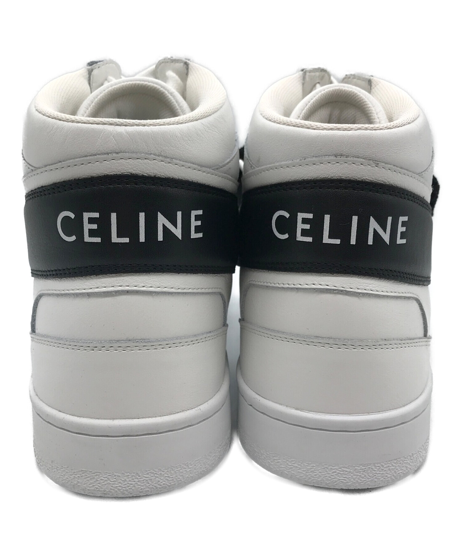 CELINE (セリーヌ) ベルクロハイカットスニーカー ホワイト×ブラック サイズ:SIZE 42