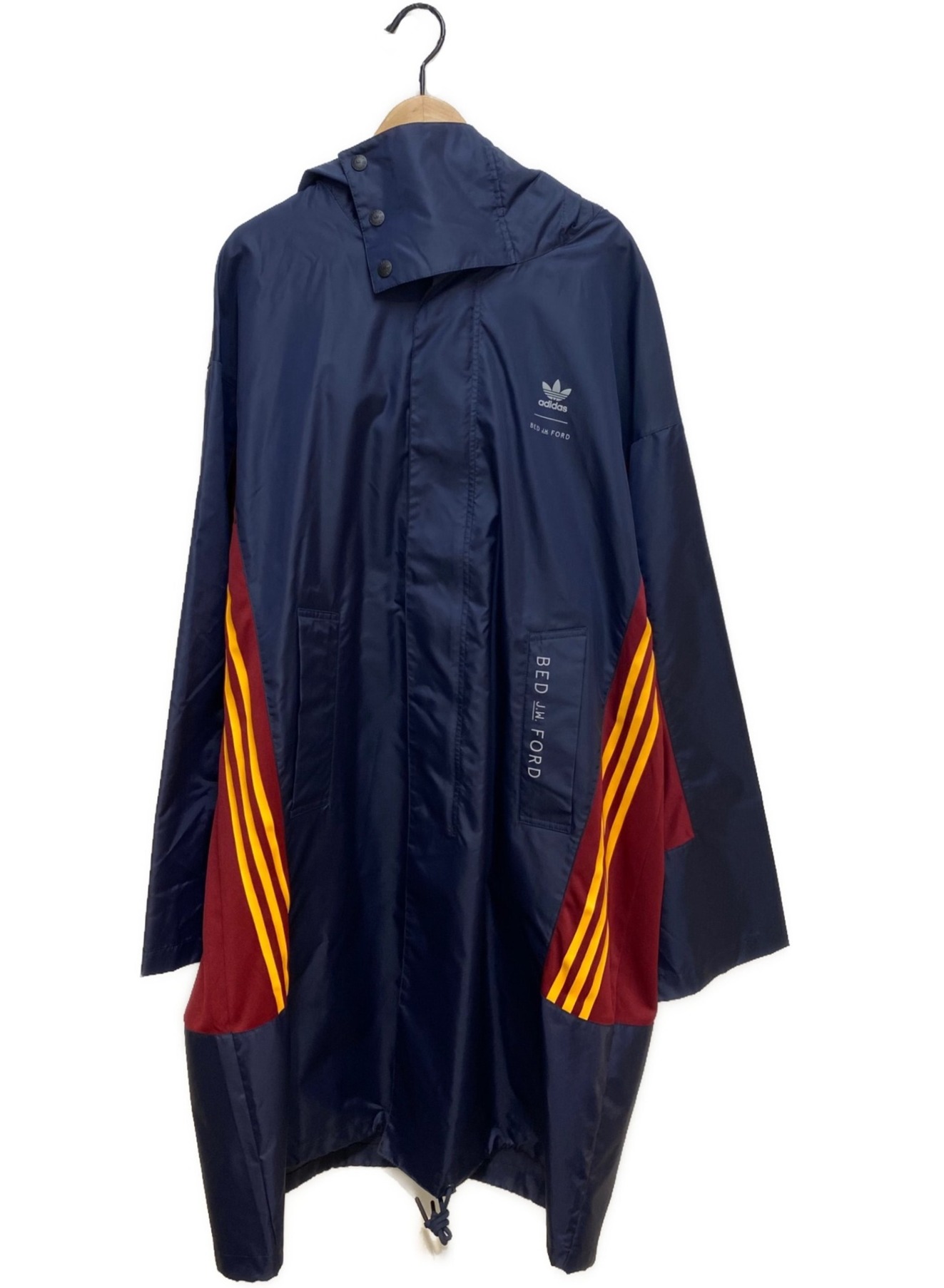 adidas by BED J.W. FORD (アディダスバイベッドフォード) two-tone logo-print hooded jacket  ネイビー サイズ:M