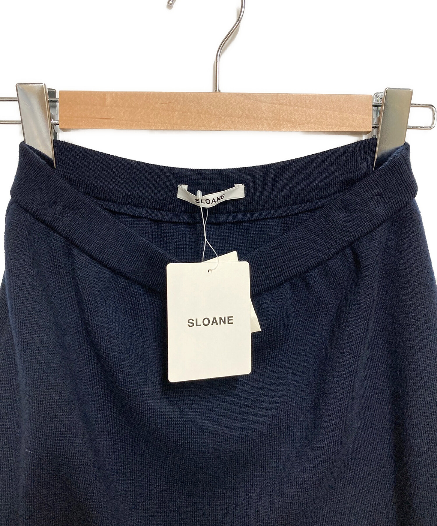 新品 スローン SLOANE 12Gメリノウールミラノリブ スカート ネイビー-