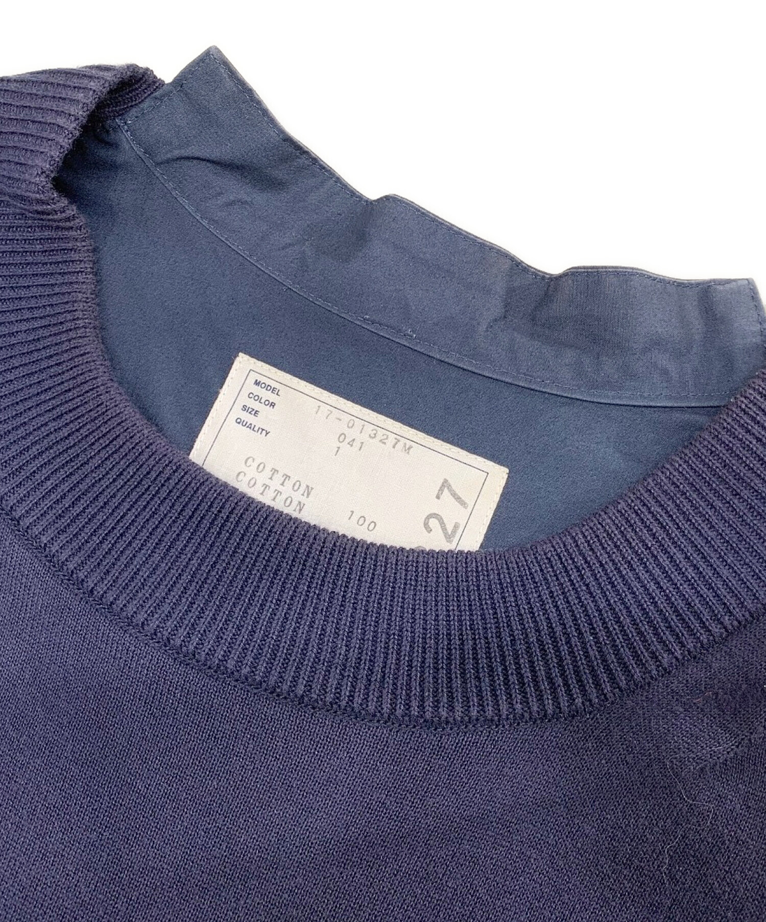 中古・古着通販】sacai (サカイ) KNIT SHIRT COMBI PULLOVER ネイビー 