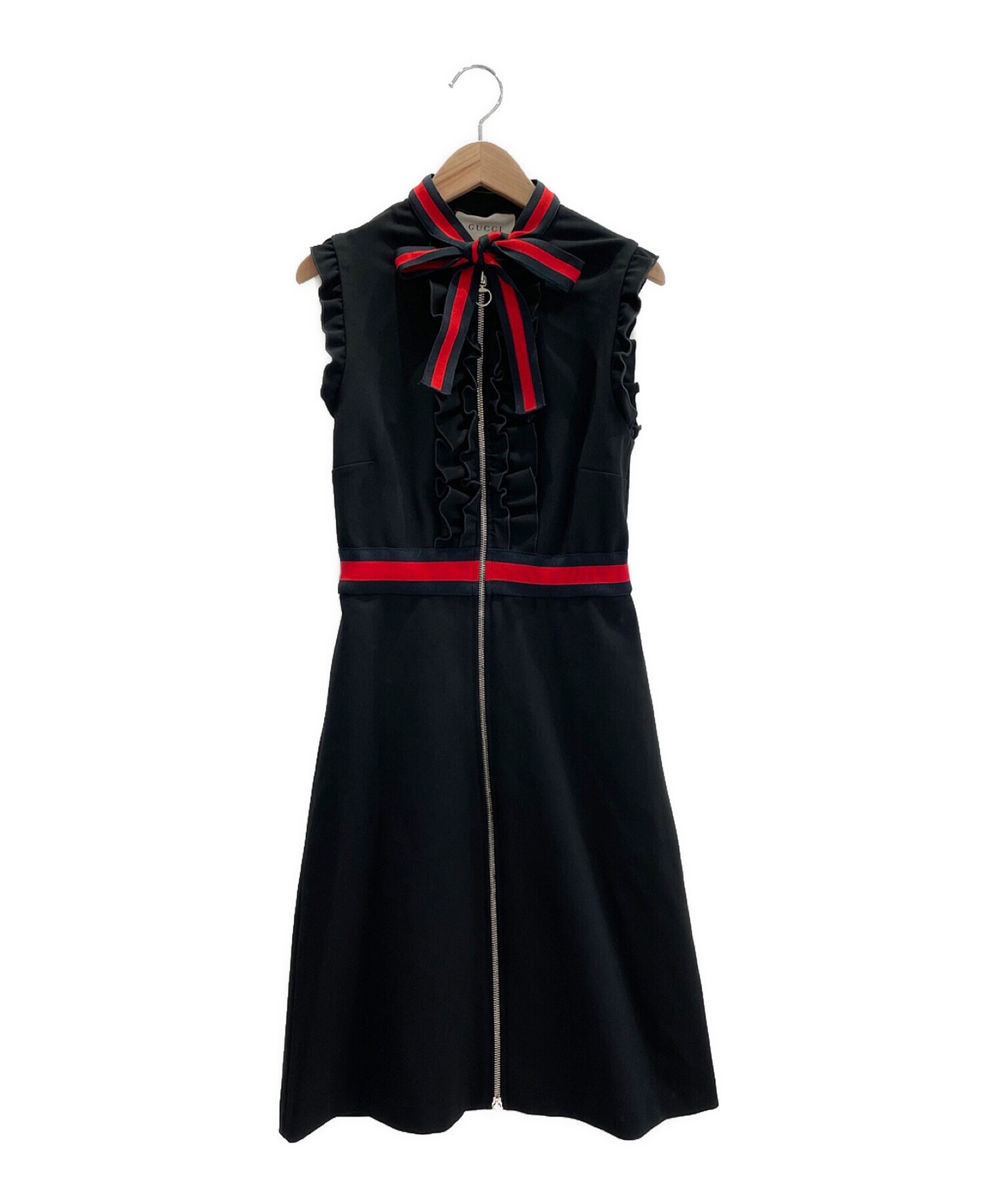 GUCCI (グッチ) ウェブトリムジャージードレス ブラック サイズ:Ｓ