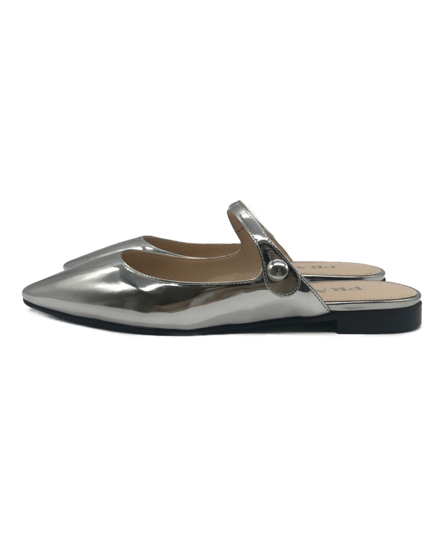 中古・古着通販】PRADA (プラダ) メタリックレザーミュール シルバー 