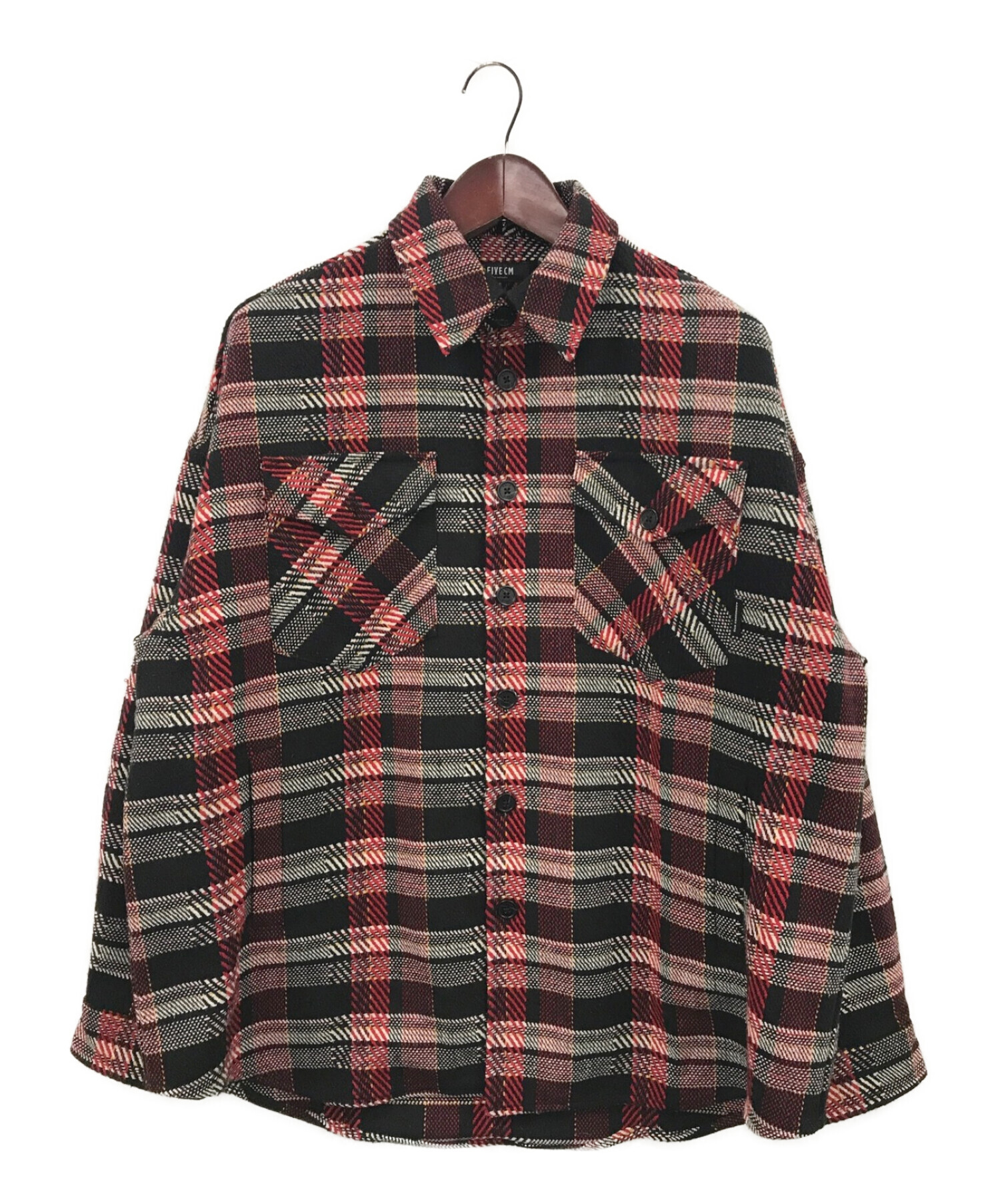 FIVE CM (ファイブ シーエム) ネルシャツジャケット レッド×ブラック サイズ:Medium