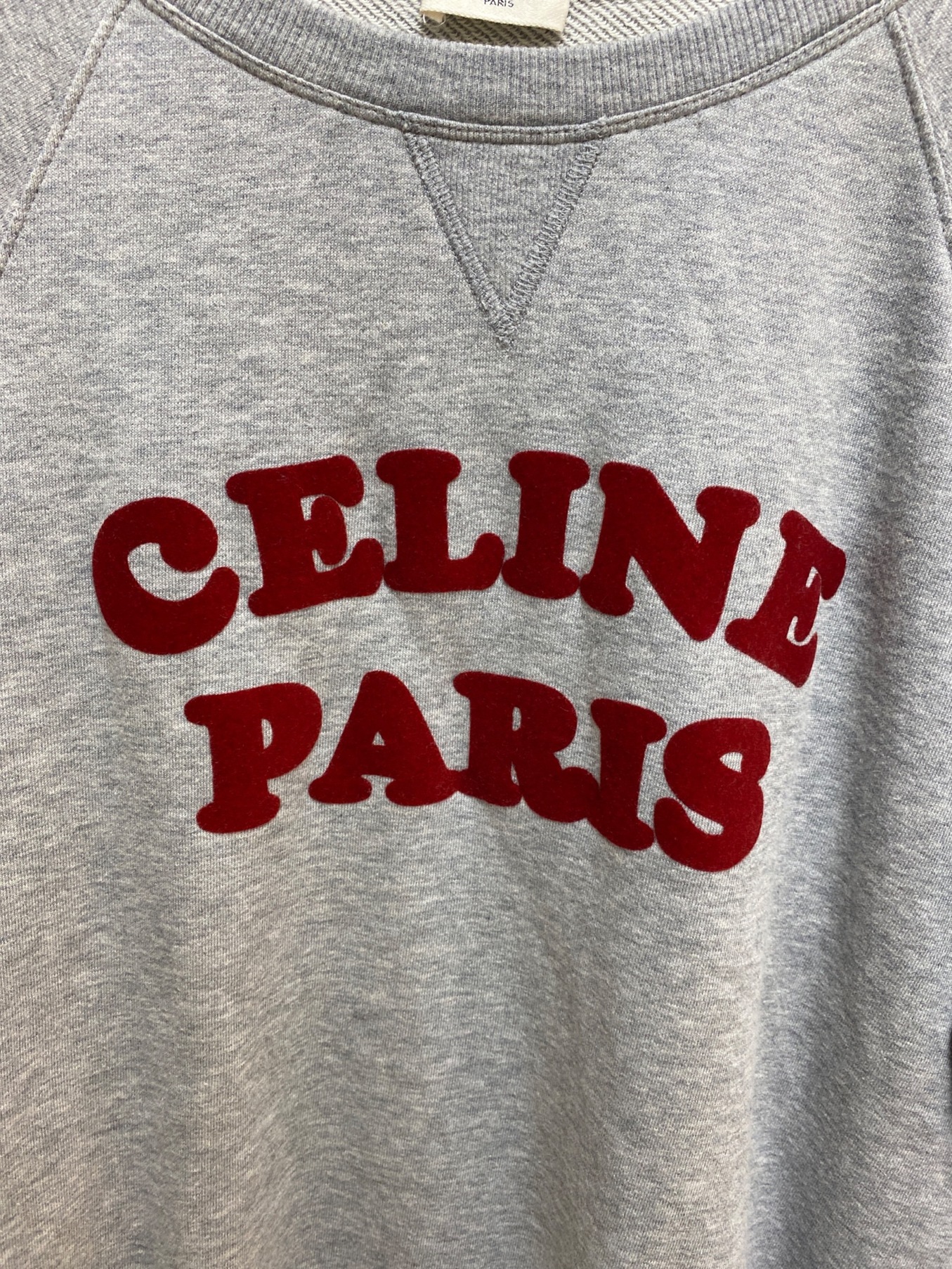 CELINE (セリーヌ) 20AW フロックドカシミヤクルーネックスウェットシャツ グレー サイズ:M