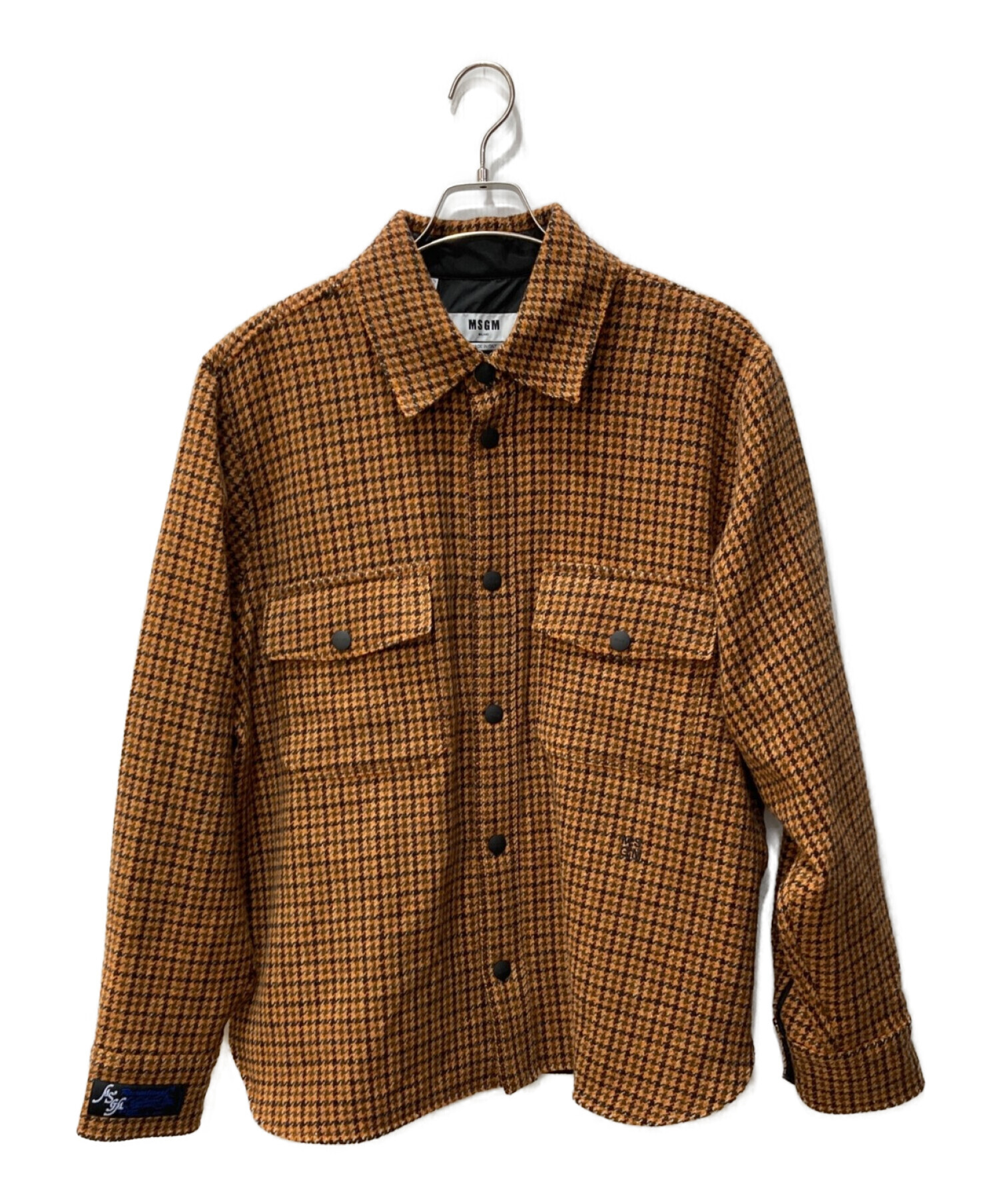 MSGM (エムエスジーエム) ツイードシャツジャケット オレンジ/ブラウン サイズ:40