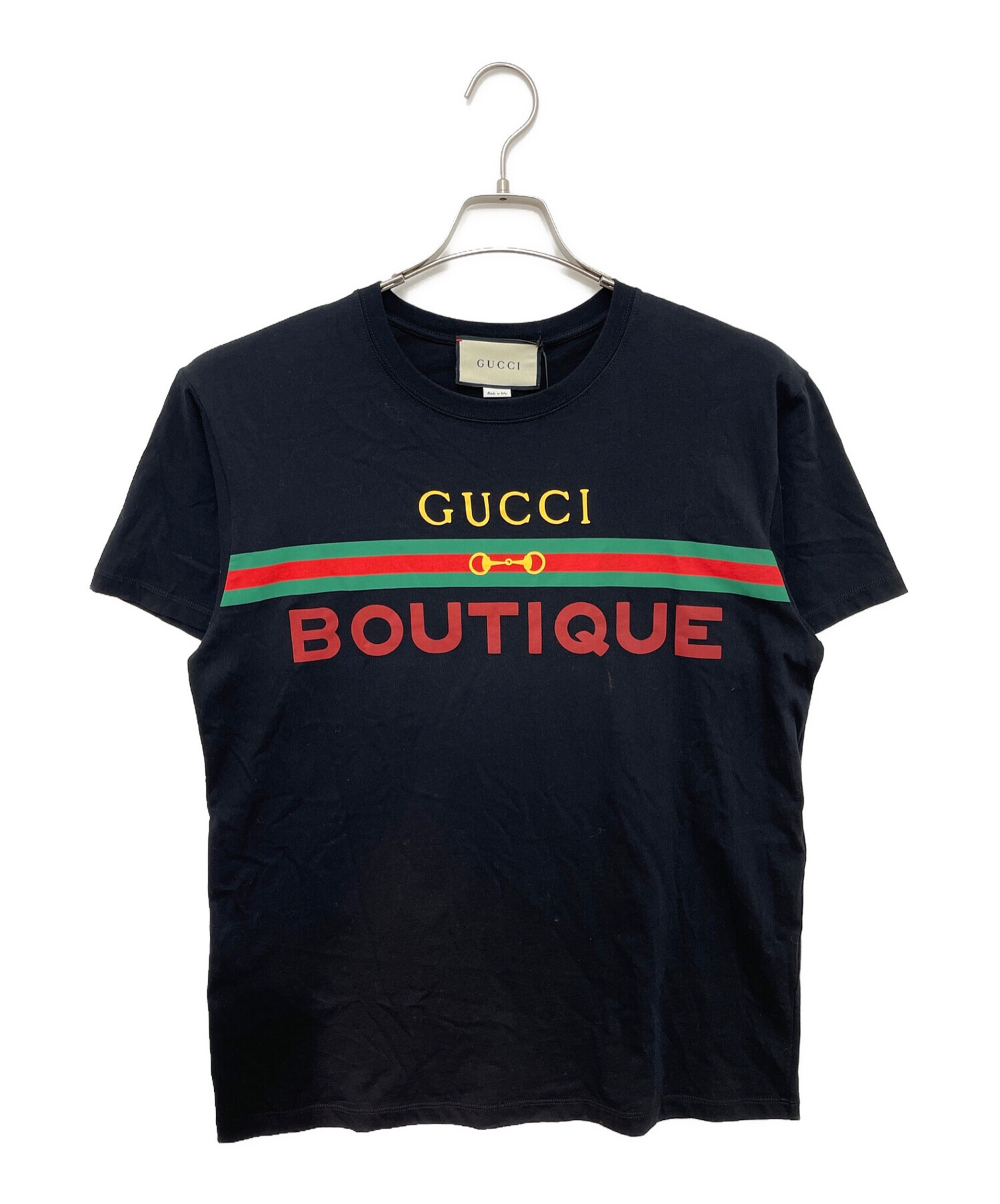 GUCCI (グッチ) オーバーサイズロゴTシャツ ブラック サイズ:XS