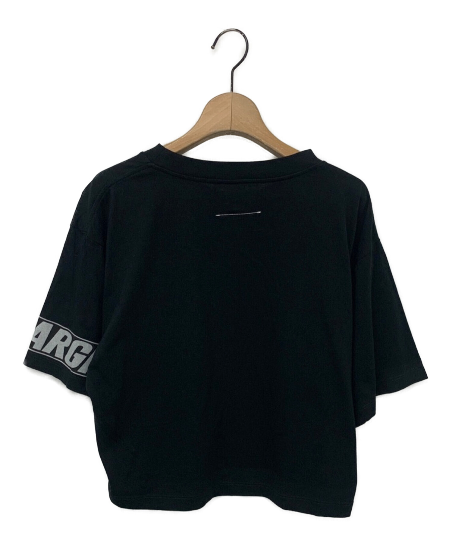 MM6 Maison Margiela (エムエムシックス メゾンマルジェラ) モトクロスロゴクロップドTシャツ ブラック サイズ:S