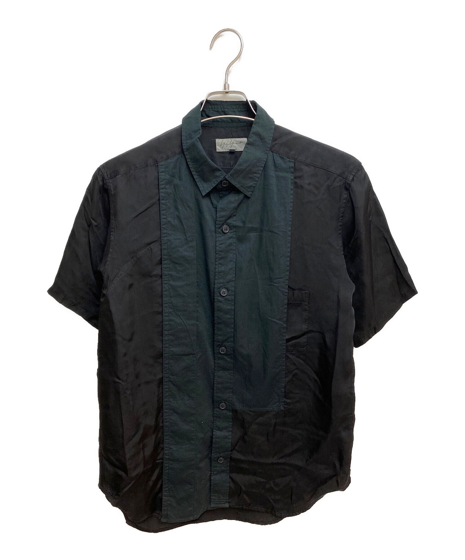 Yohji Yamamoto pour homme (ヨウジヤマモトプールオム) 半袖切替シャツ ブラック サイズ:2