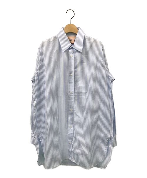 PLAN C (プランシー) ロングシャツ / ストライプシャツ ブルー×ホワイト サイズ:38