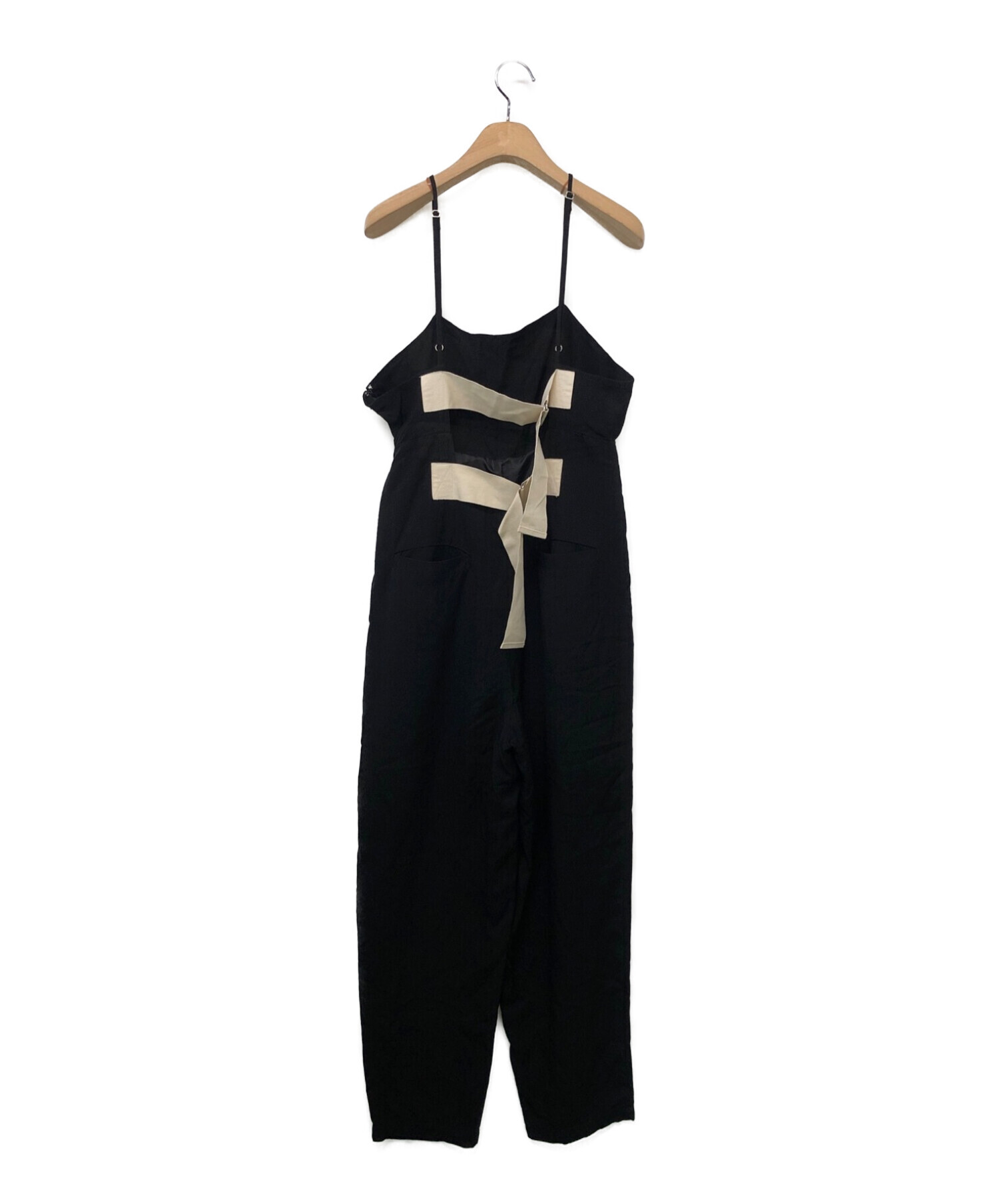 LEINWANDE (ラインヴァンド) Belted Linen Jumpsuits ブラック サイズ:M