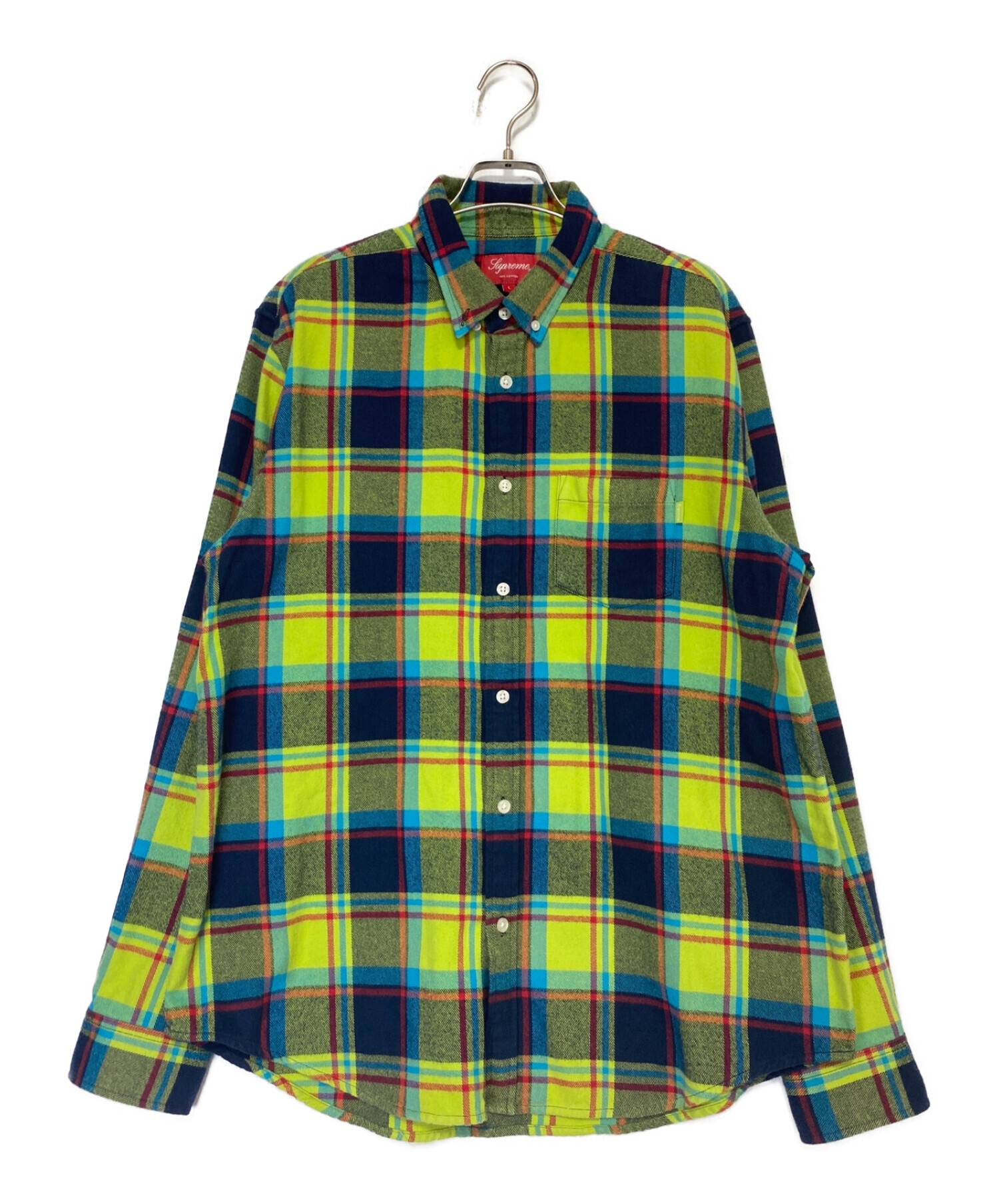 Supreme Plaid Flannel Shirt サイズL lime