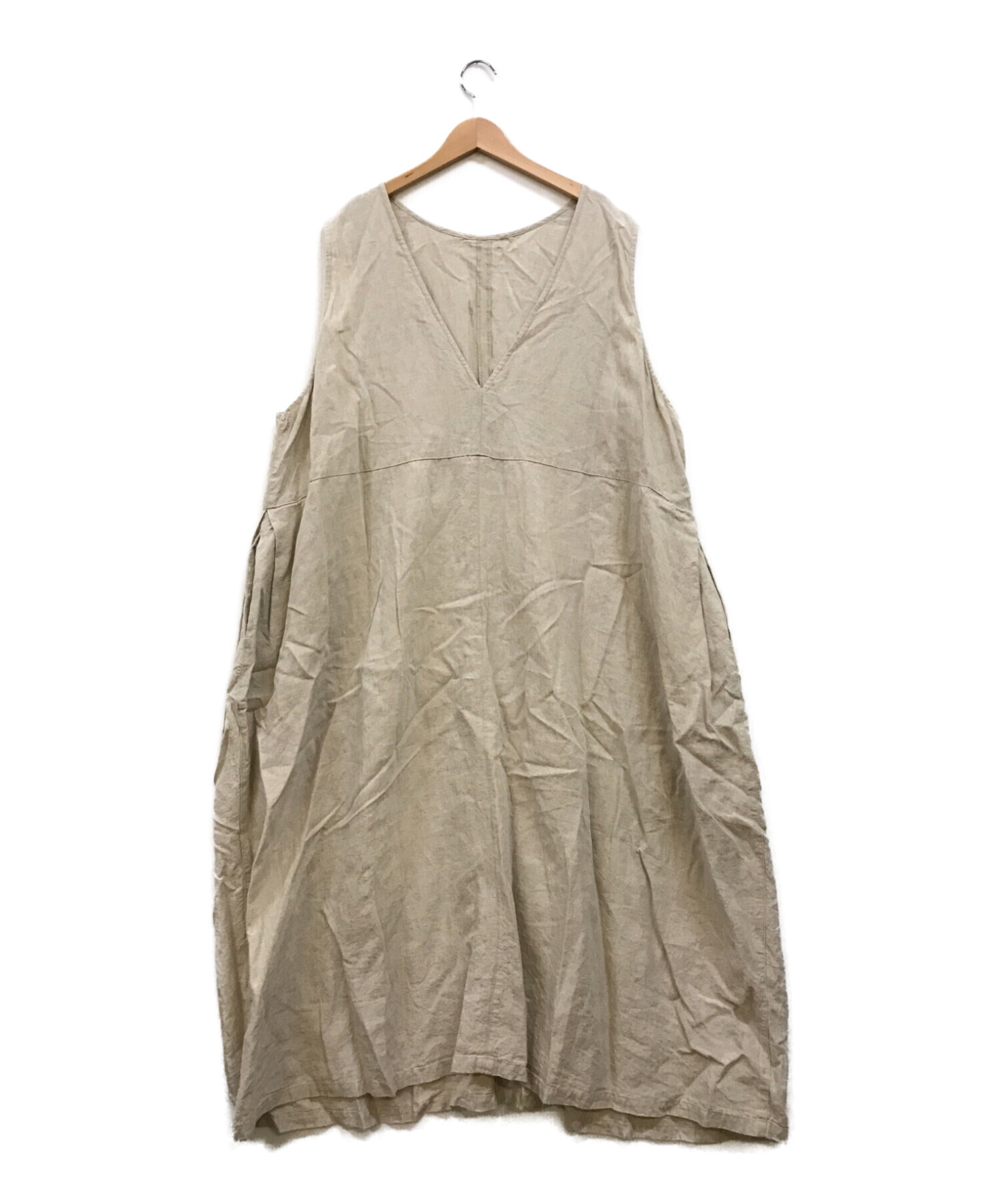 nest Robe ブラックリネンバックVネックノースリーブワンピース