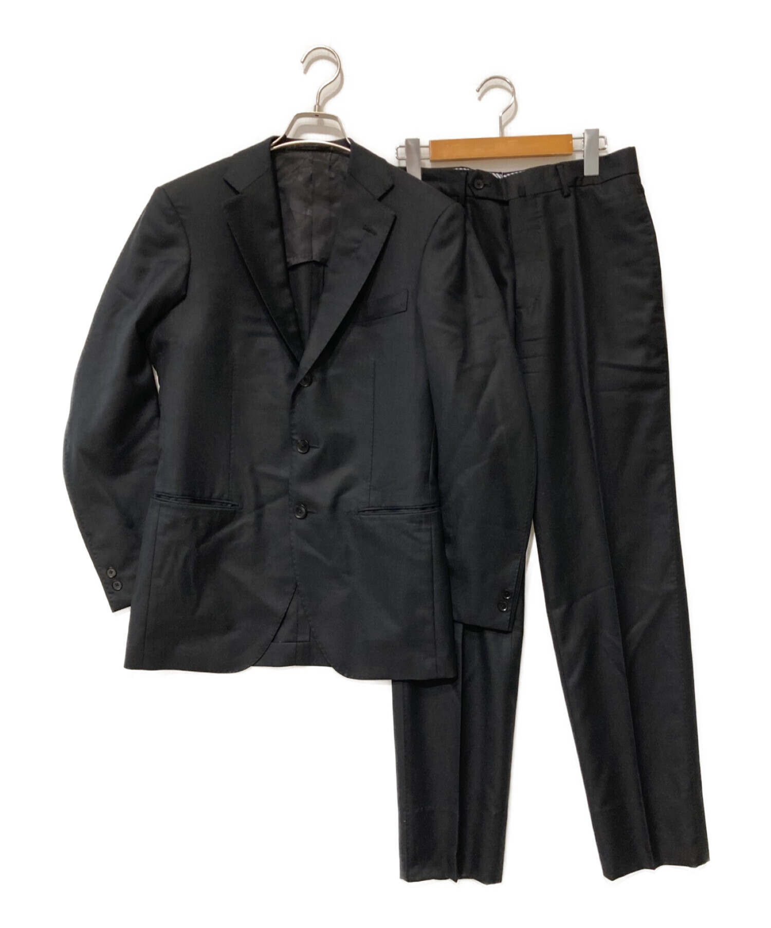 TOMORROW LAND PILGRIM (トゥモローランド ピルグリム) ウールシルクセットアップスーツ ブラック サイズ:44