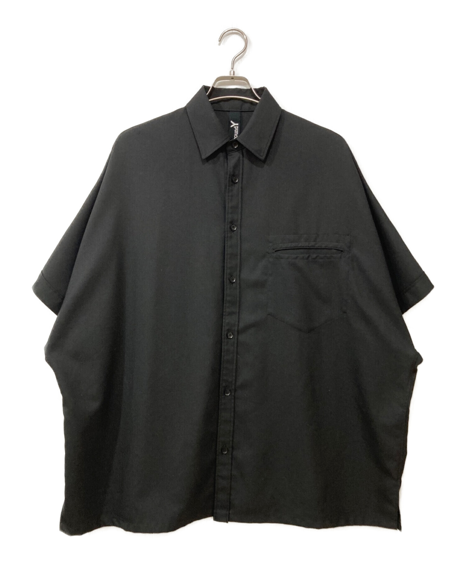 GROUND Y (グラウンドワイ) ドルマン半袖ビッグシャツ ブラック サイズ:3