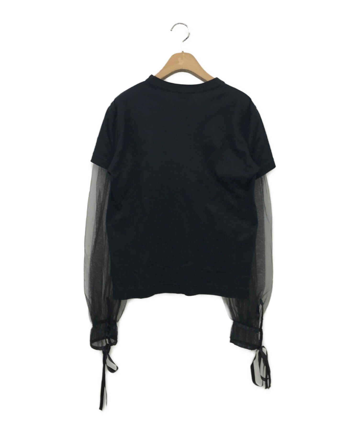 noir kei ninomiya (ノワール ケイ ニノミヤ) チュールスリーブTシャツ ブラック サイズ:M